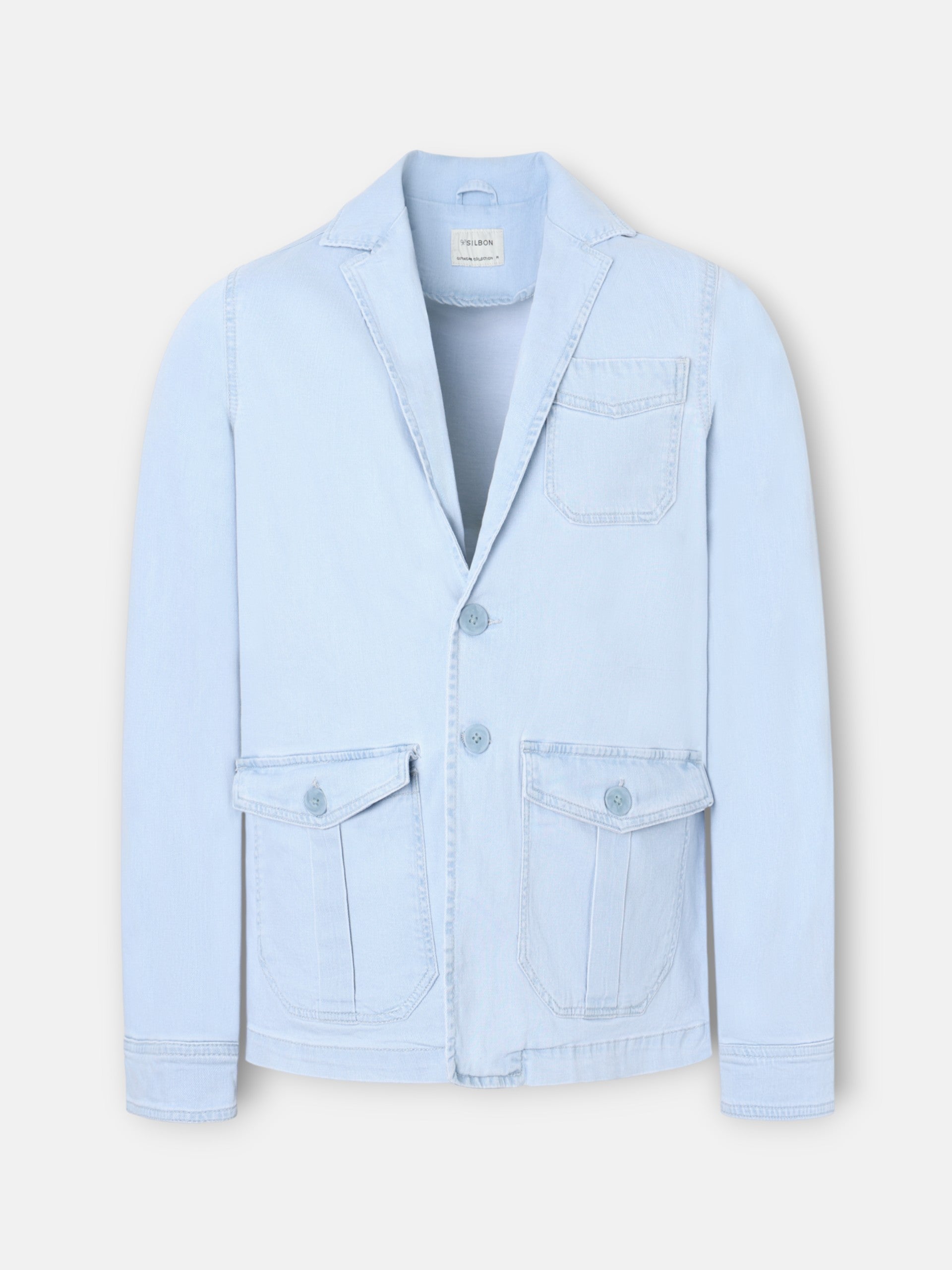 Semiblazer bolsillos denim azul claro