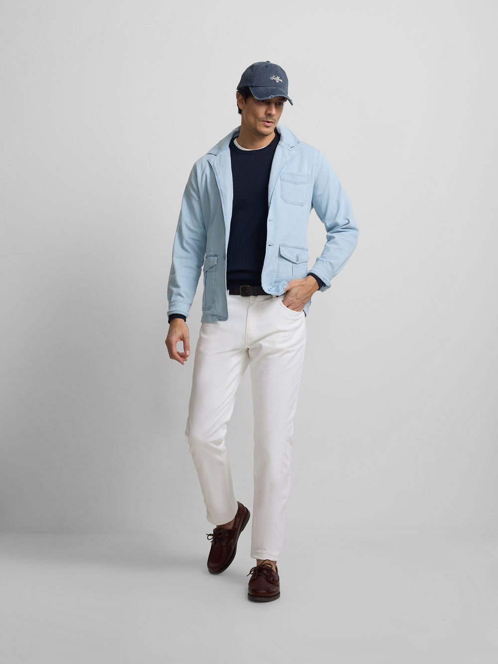 Semiblazer bolsillos denim azul claro