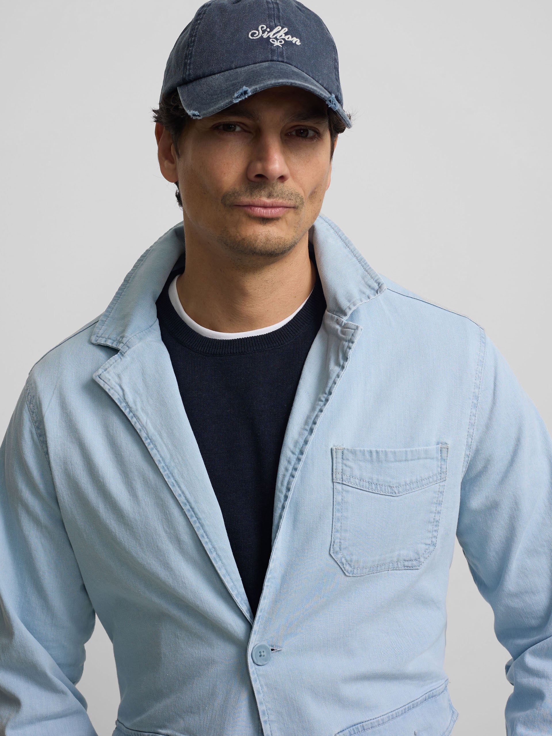 Semiblazer bolsillos denim azul claro