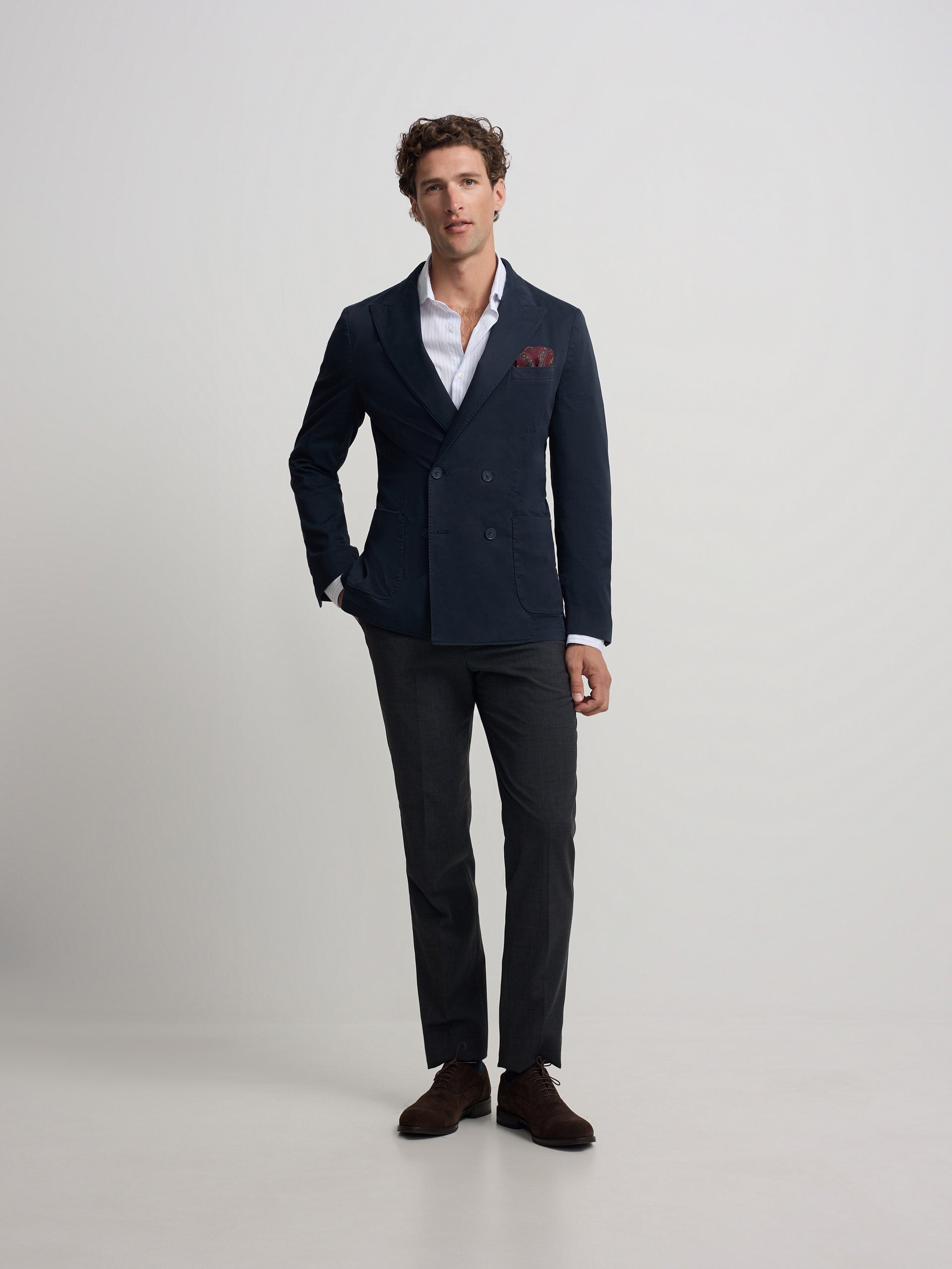 Americana cruzada casual azul marino