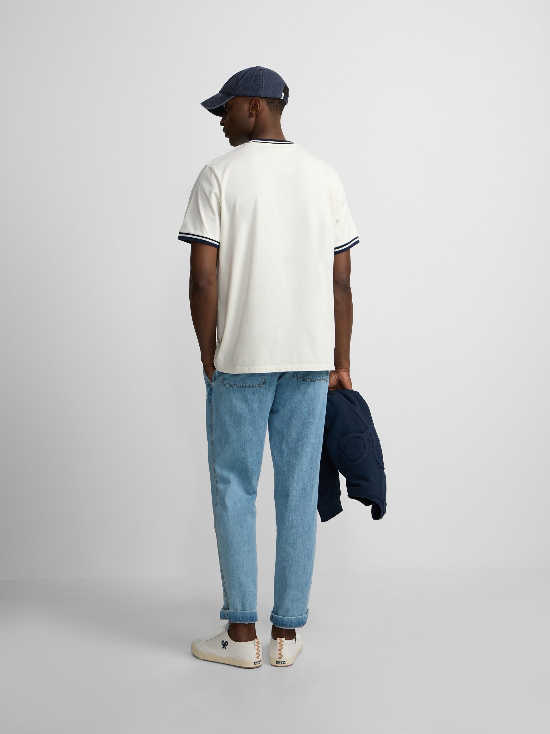 Good habits cream navy blue t-shirt