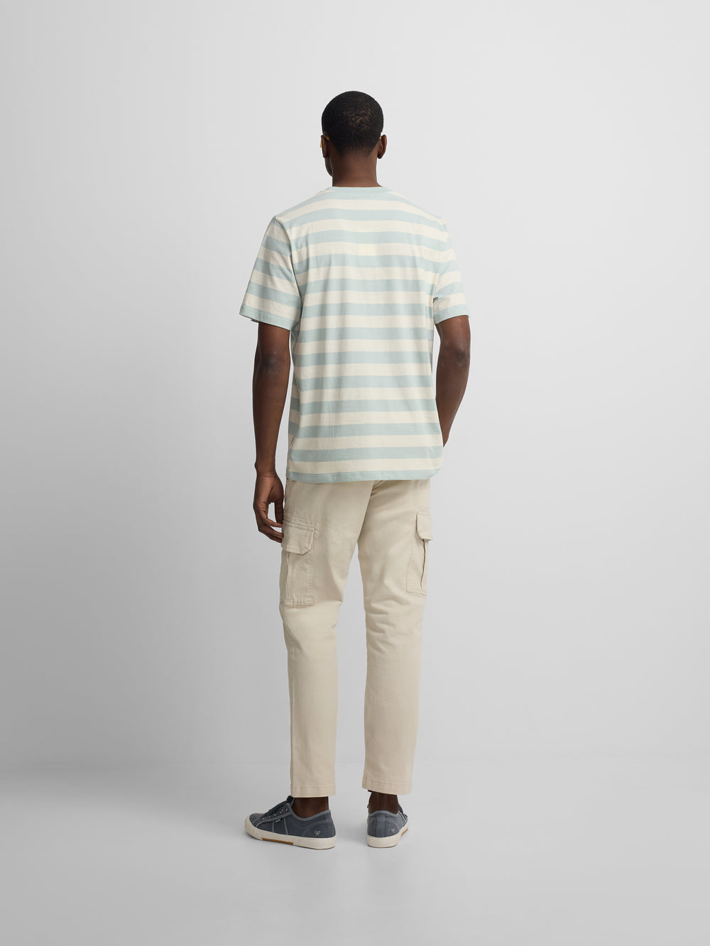 T-shirt minilogo rayures bleu aqua