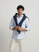 Camisa sport oxford riscas horizontais azul-claro