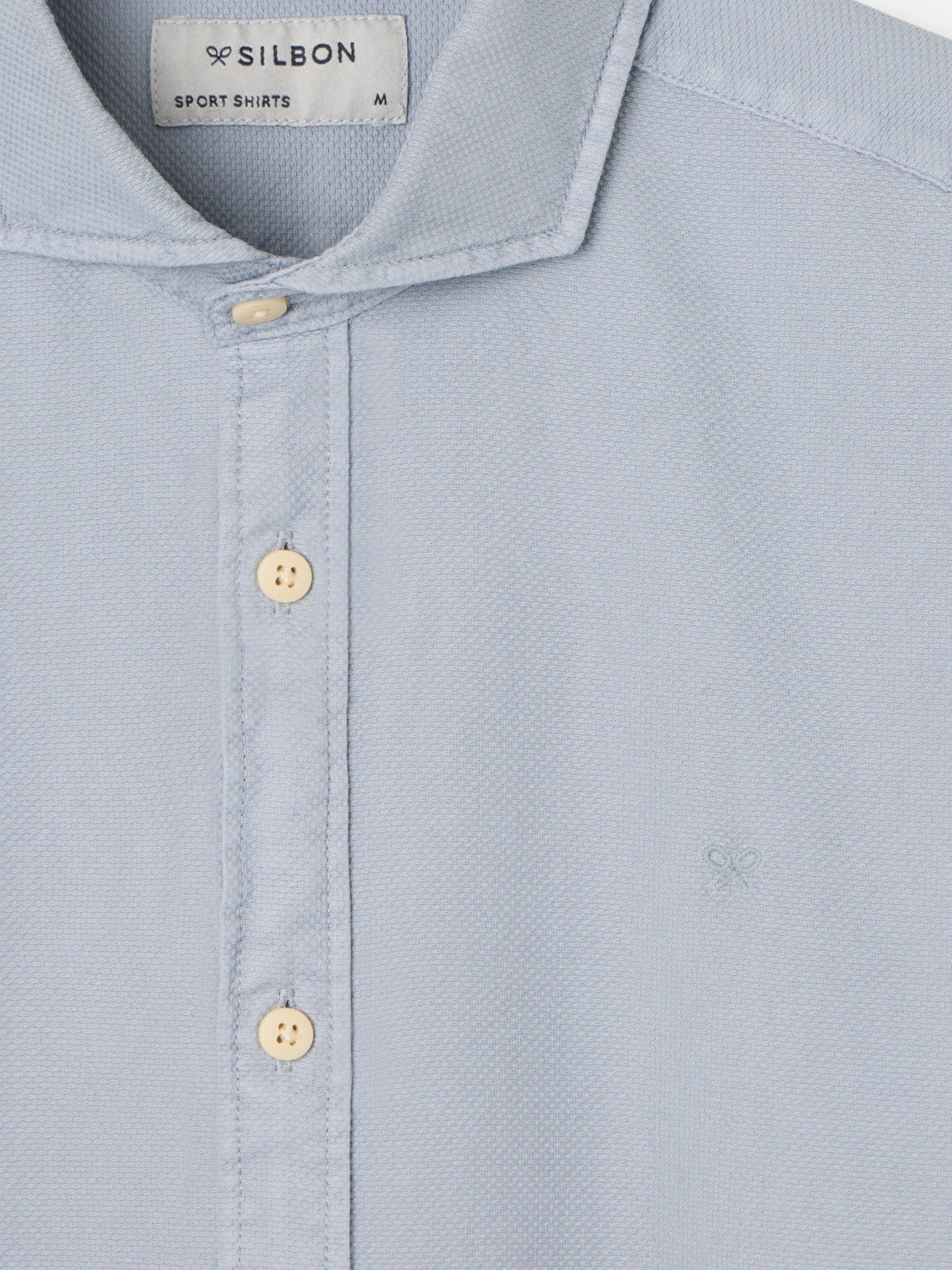 Camisa sport estrutura logótipo azul cinza