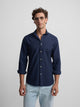 Camisa sport estrutura logótipo azul-marinho