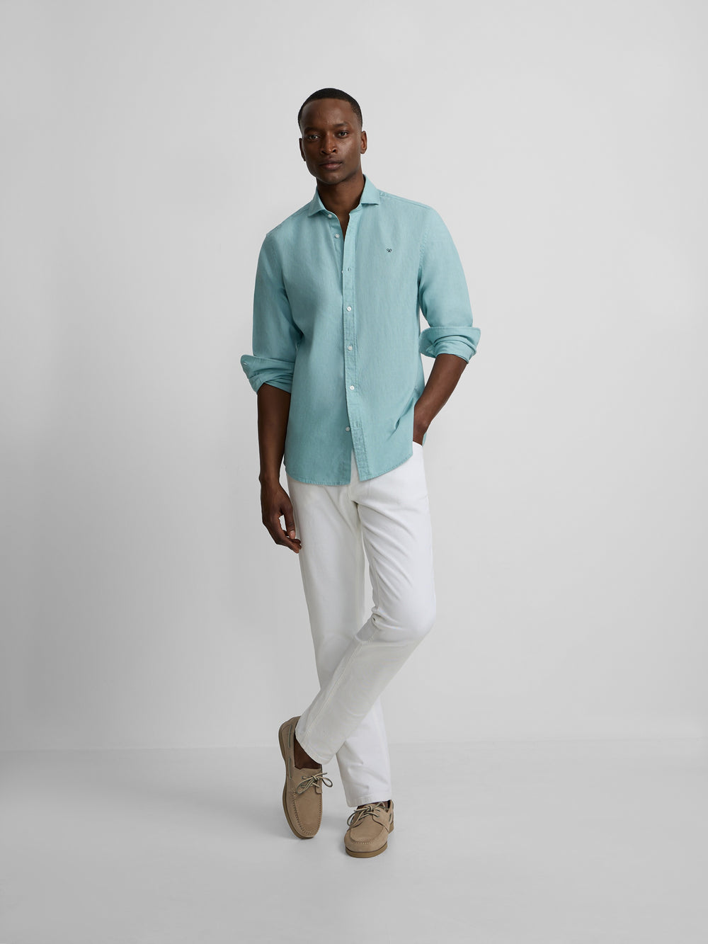 Camisa sport summer linho água-marinha