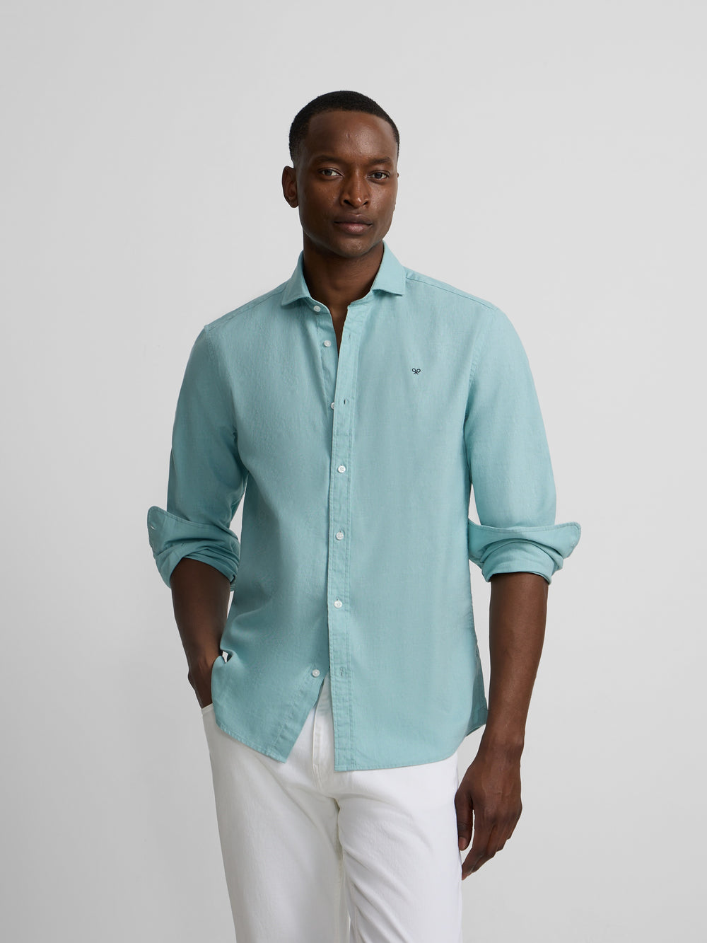 Camisa sport summer linho água-marinha