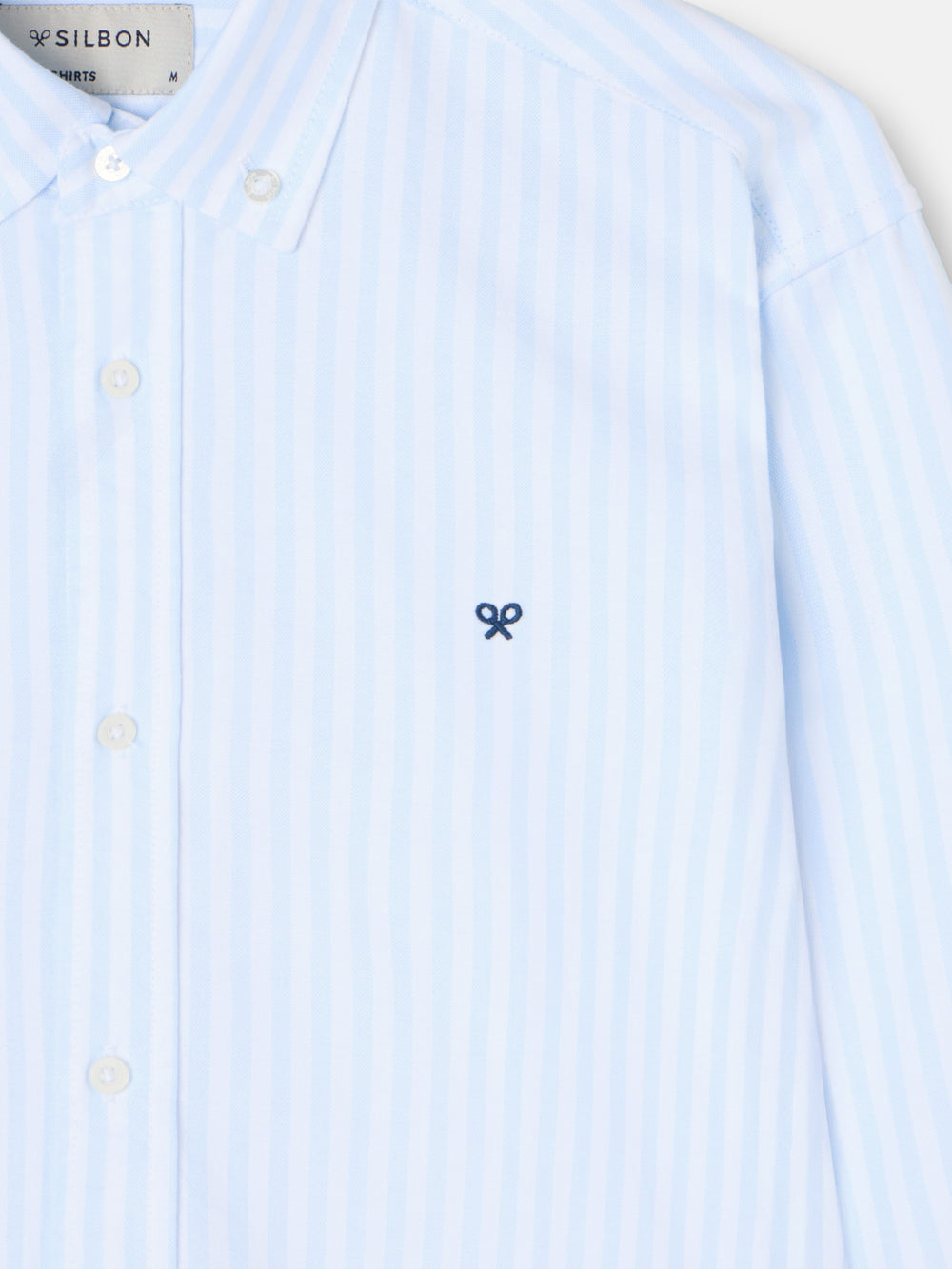 Camisa sport oxford risca média azul celeste