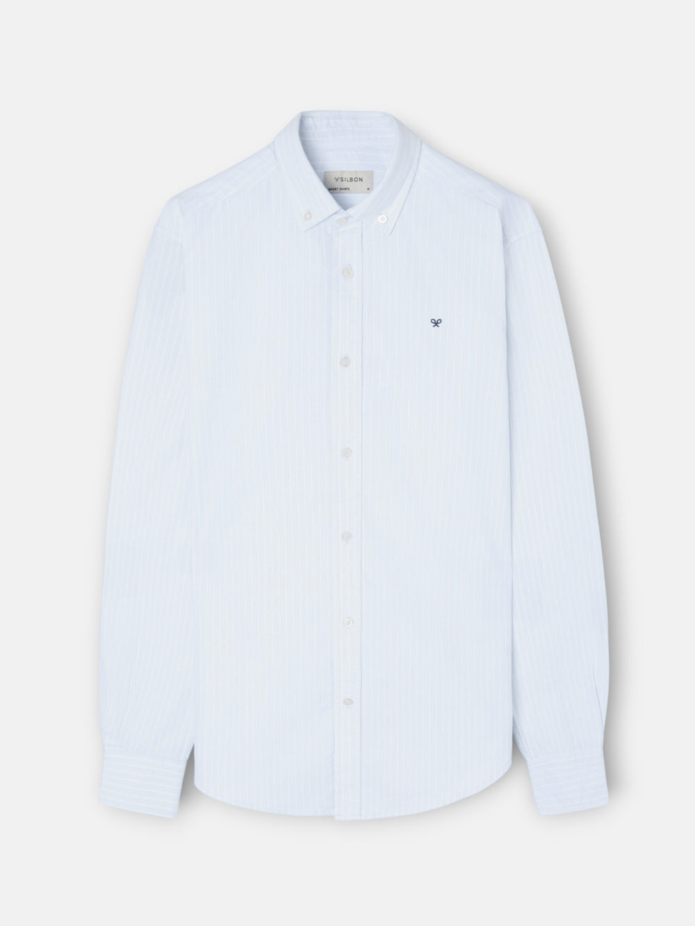 Camisa sport oxford riscas brancas azul claro