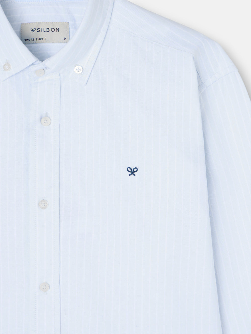 Camisa sport oxford riscas brancas azul claro