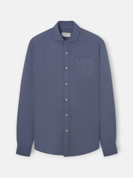 Camisa sport bolsillo desgastada azul