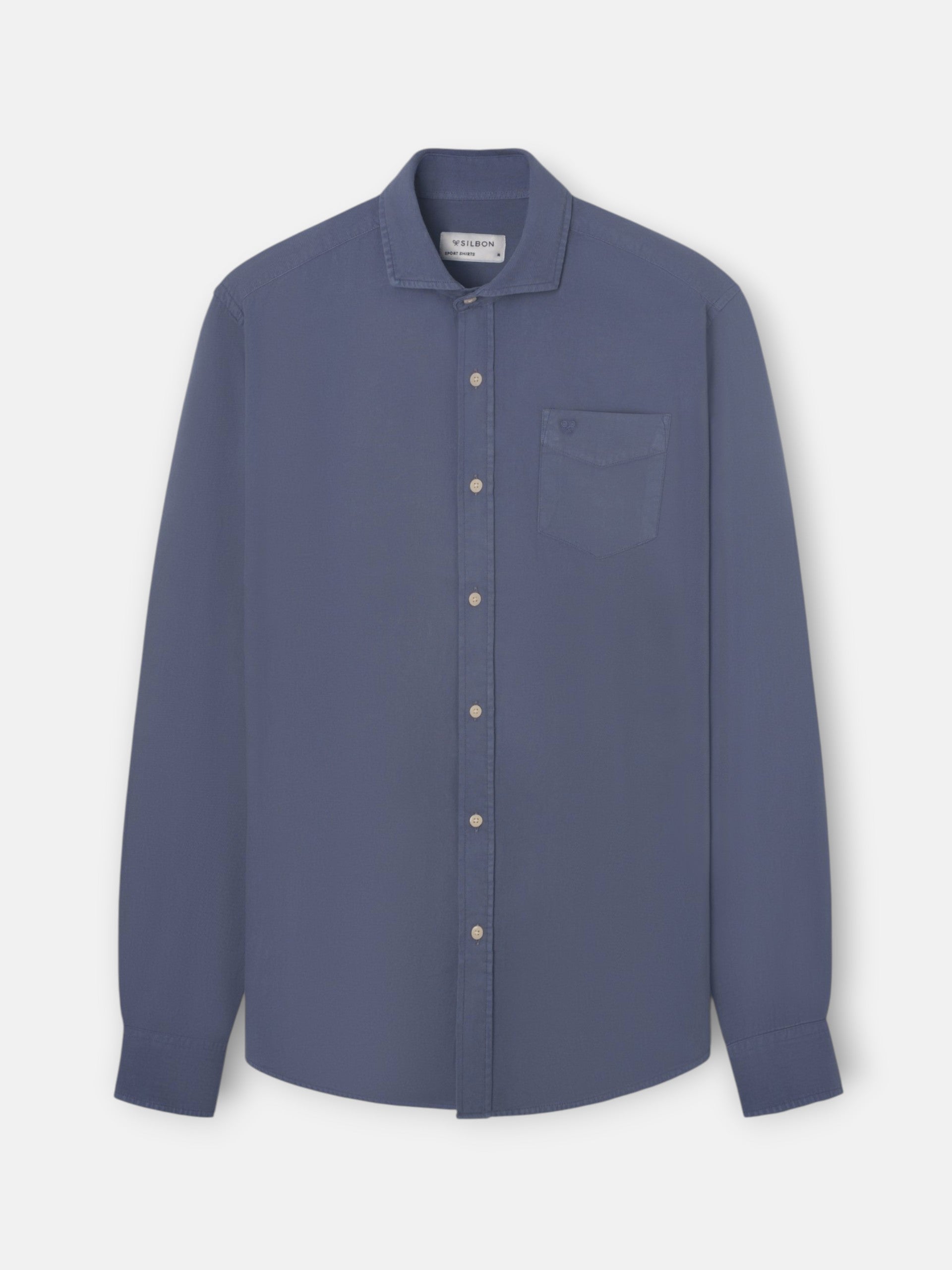 Chemise sport bleue à poche usée