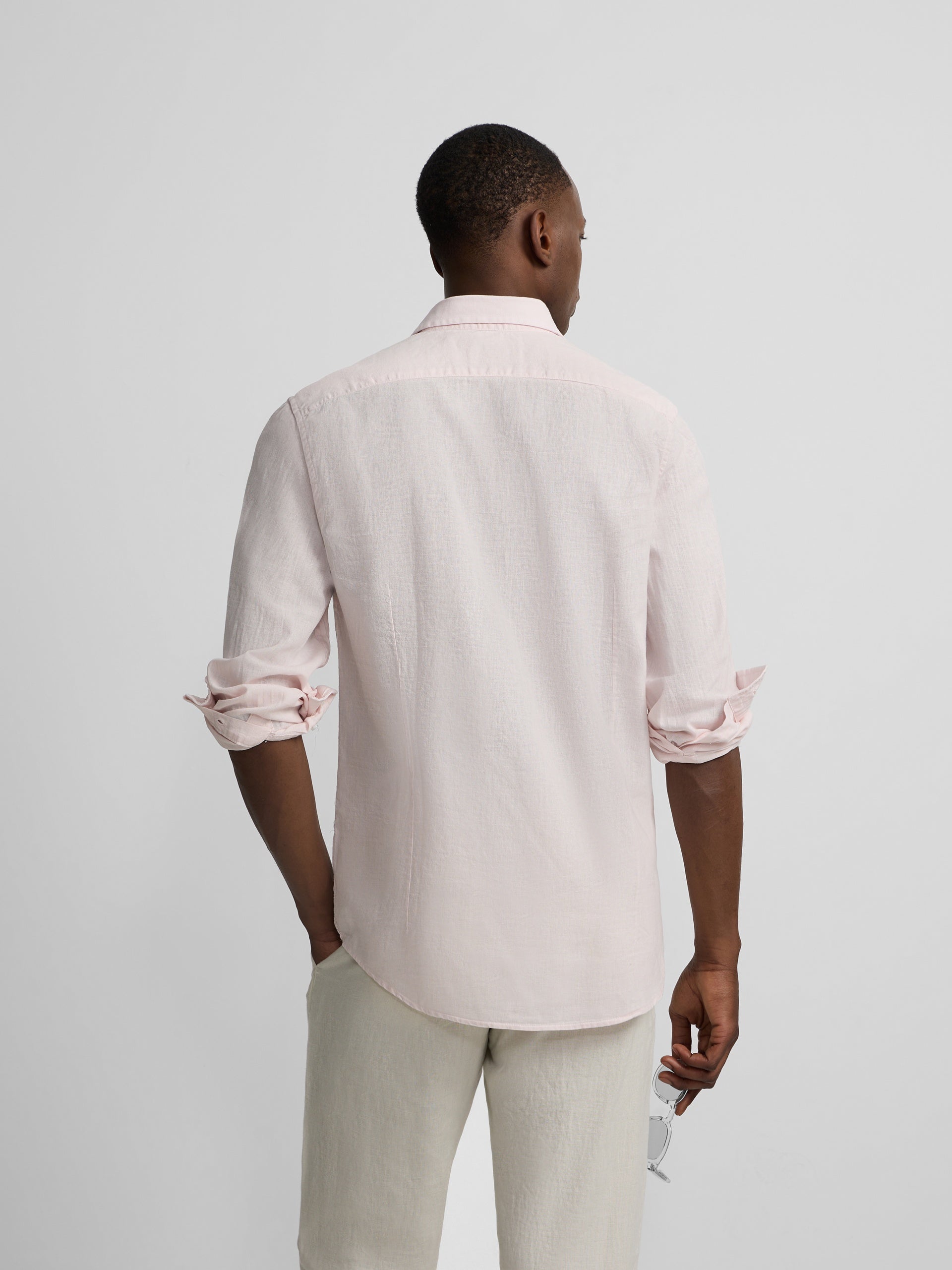 Chemise sport en lin rose