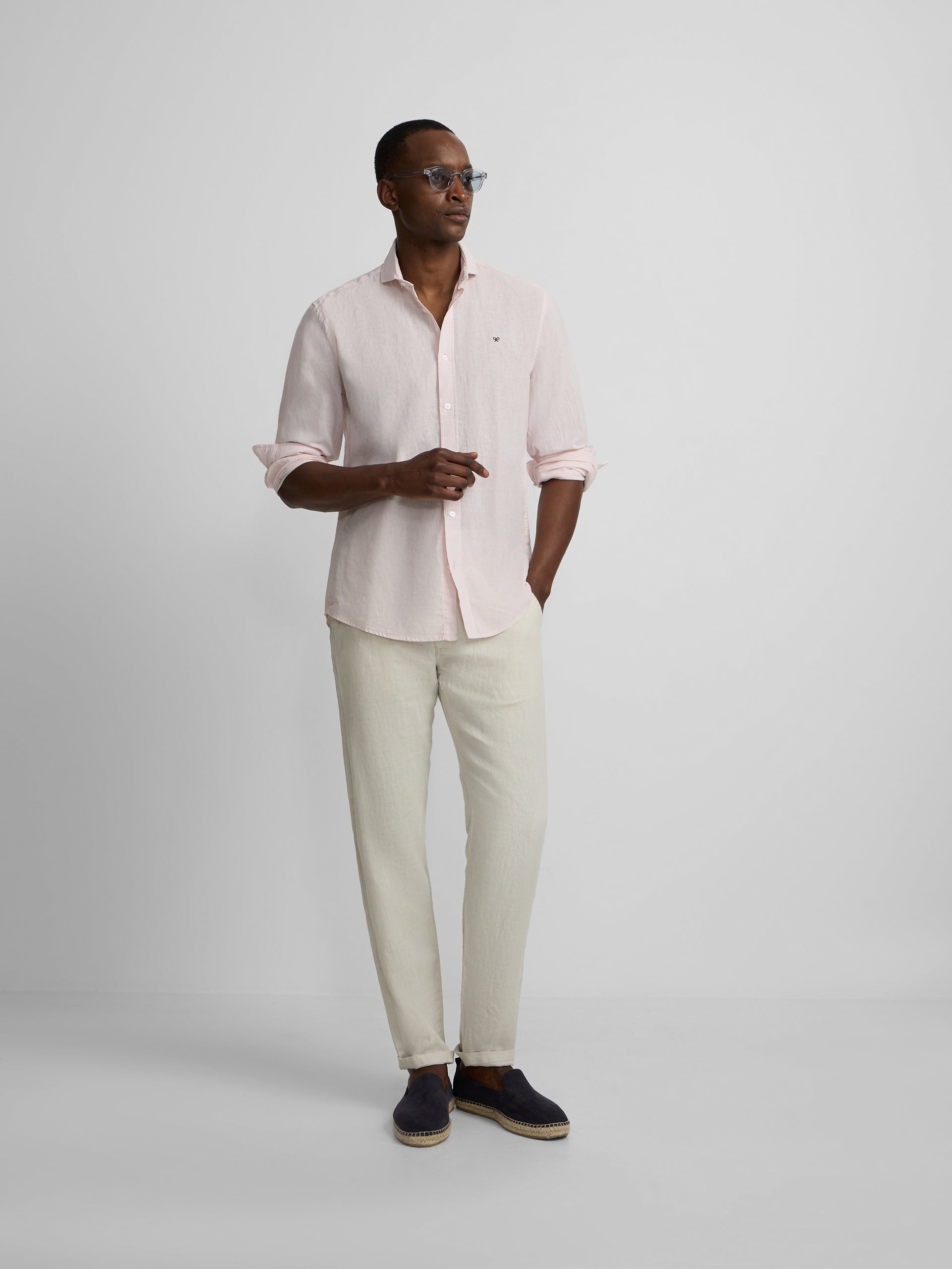 Chemise sport en lin rose