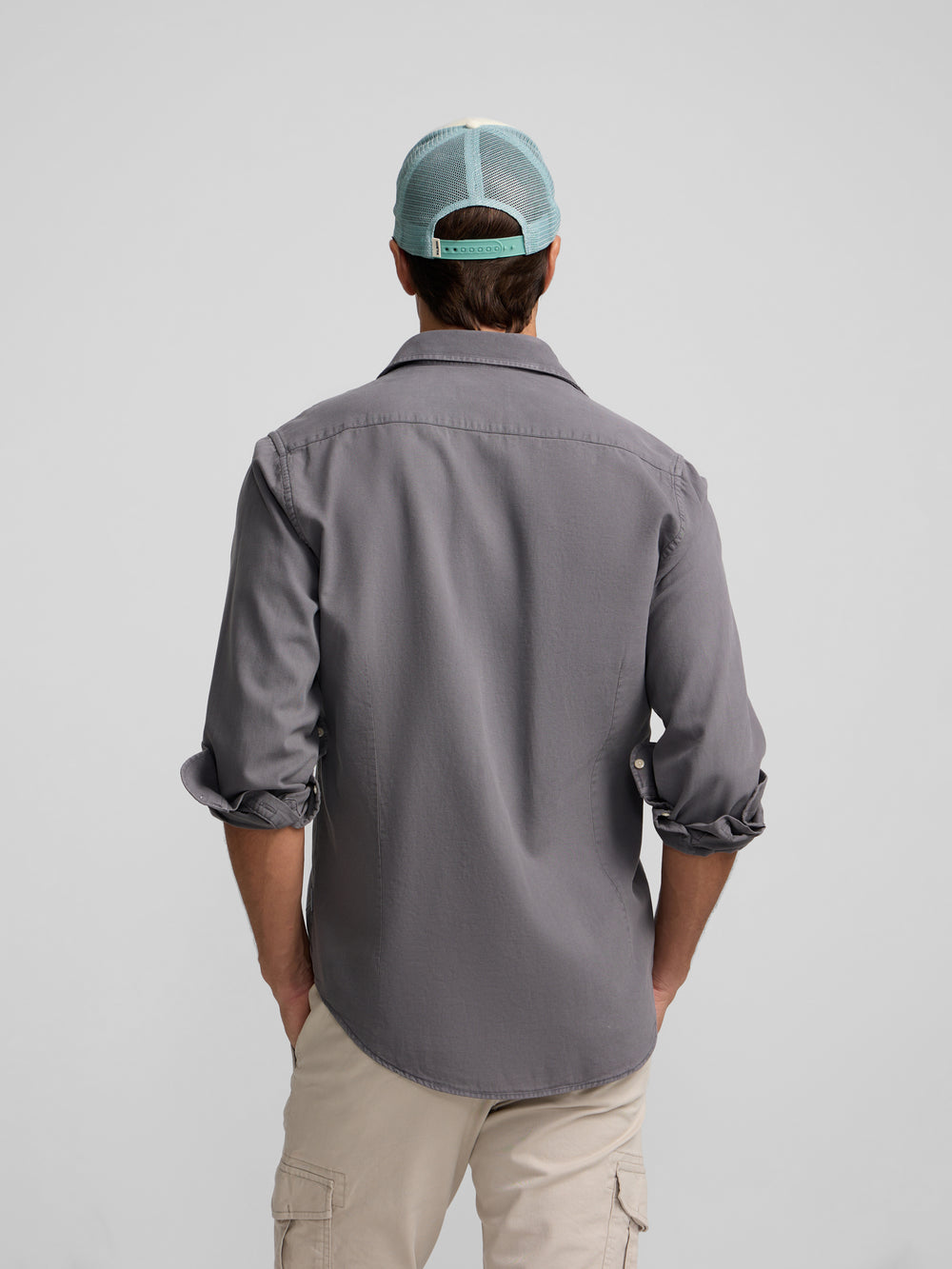 Grey worn pocket sport shirt