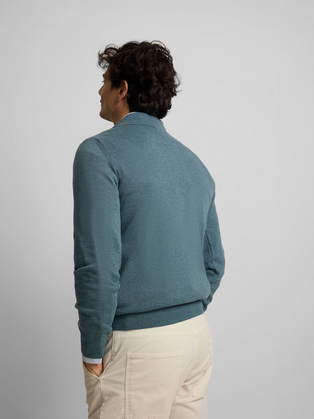 Jersey cuello polo azul petroleo