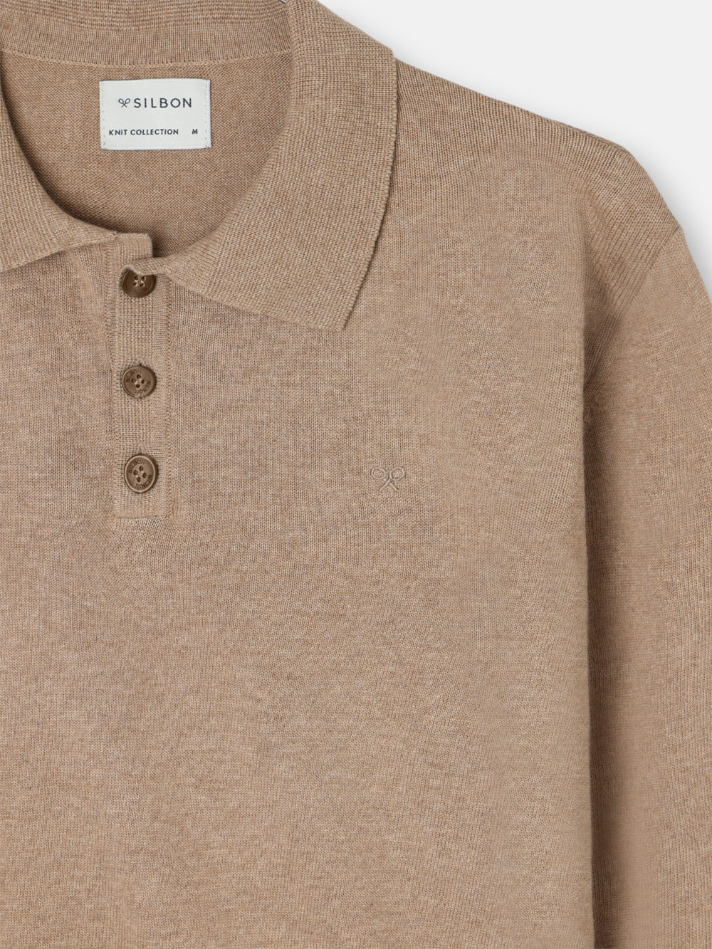 Jersey cuello polo beige claro