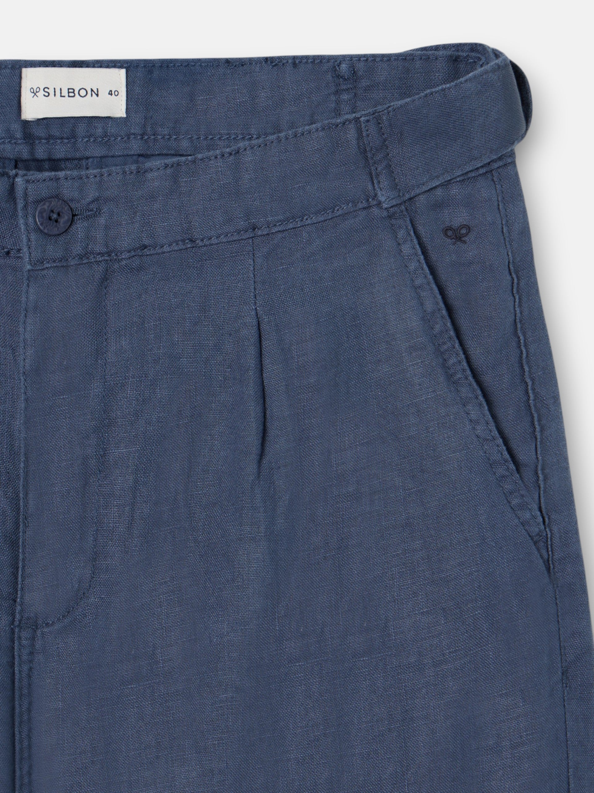 Pantalon sport pinza lino azul indigo