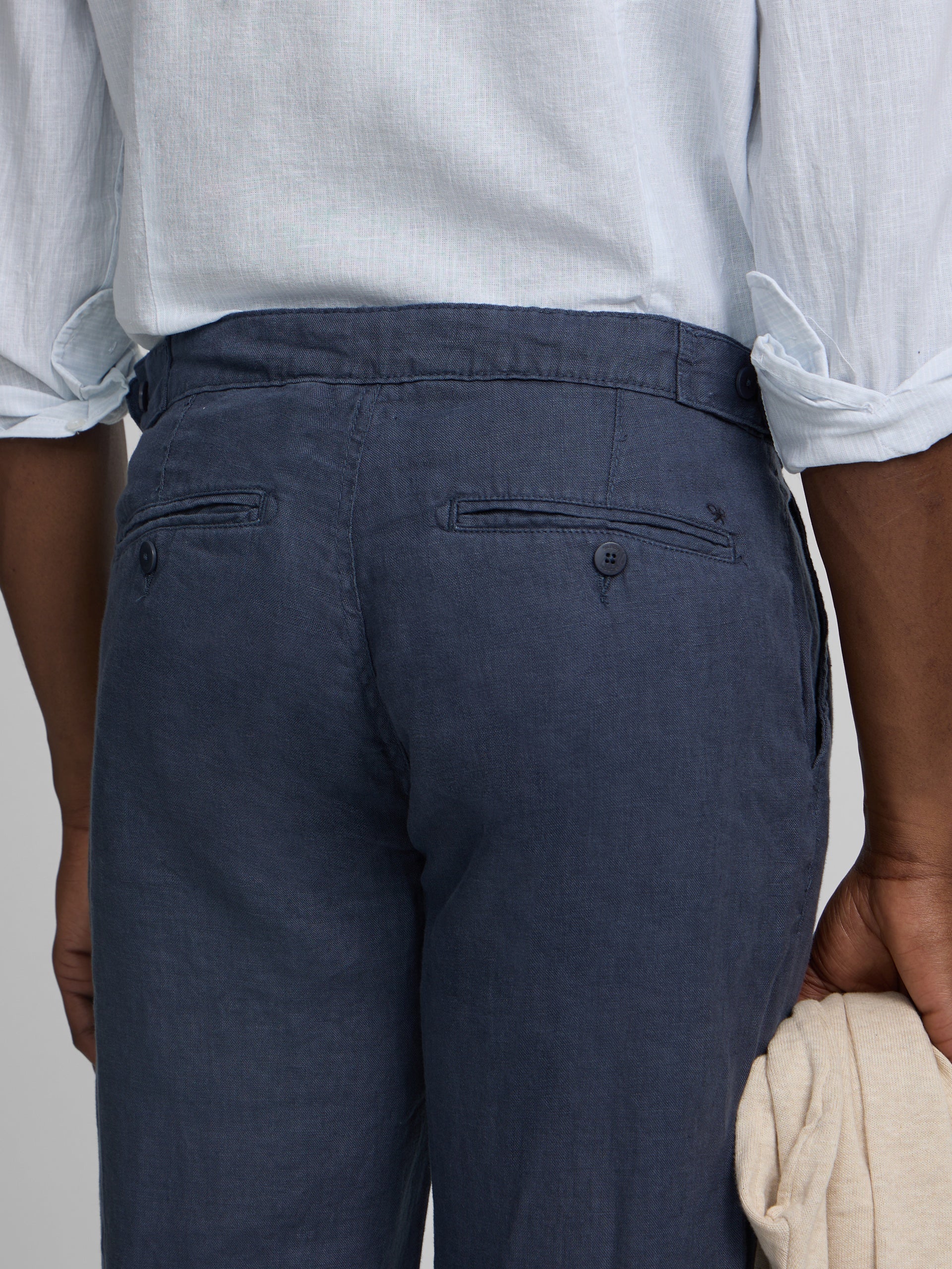 Pantalon sport pinza lino azul indigo