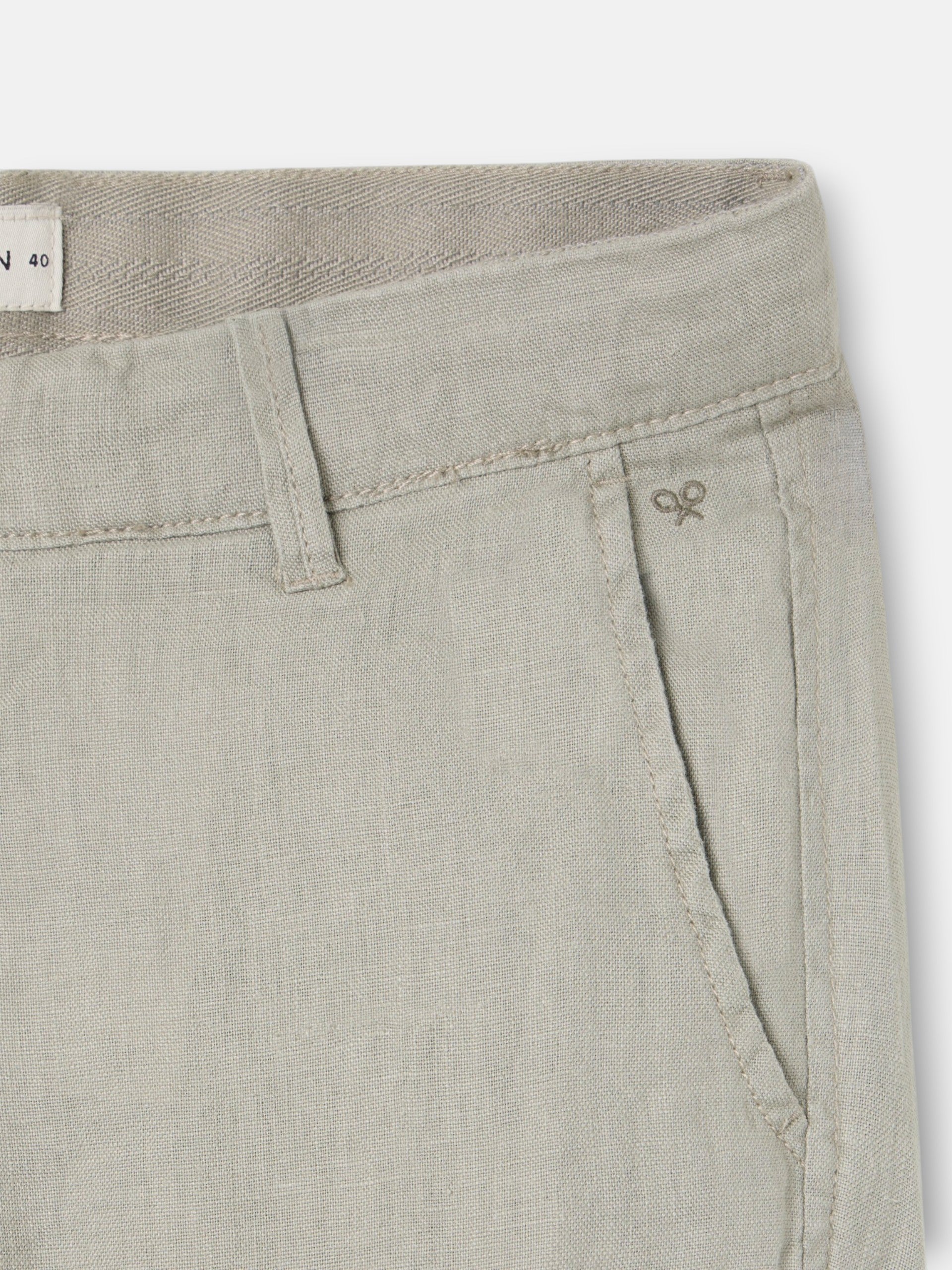 Pantalon cargo sport en lin vert moyen
