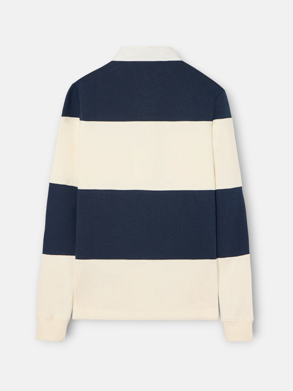 Sweat-shirt à col polo à larges rayures bleu marine