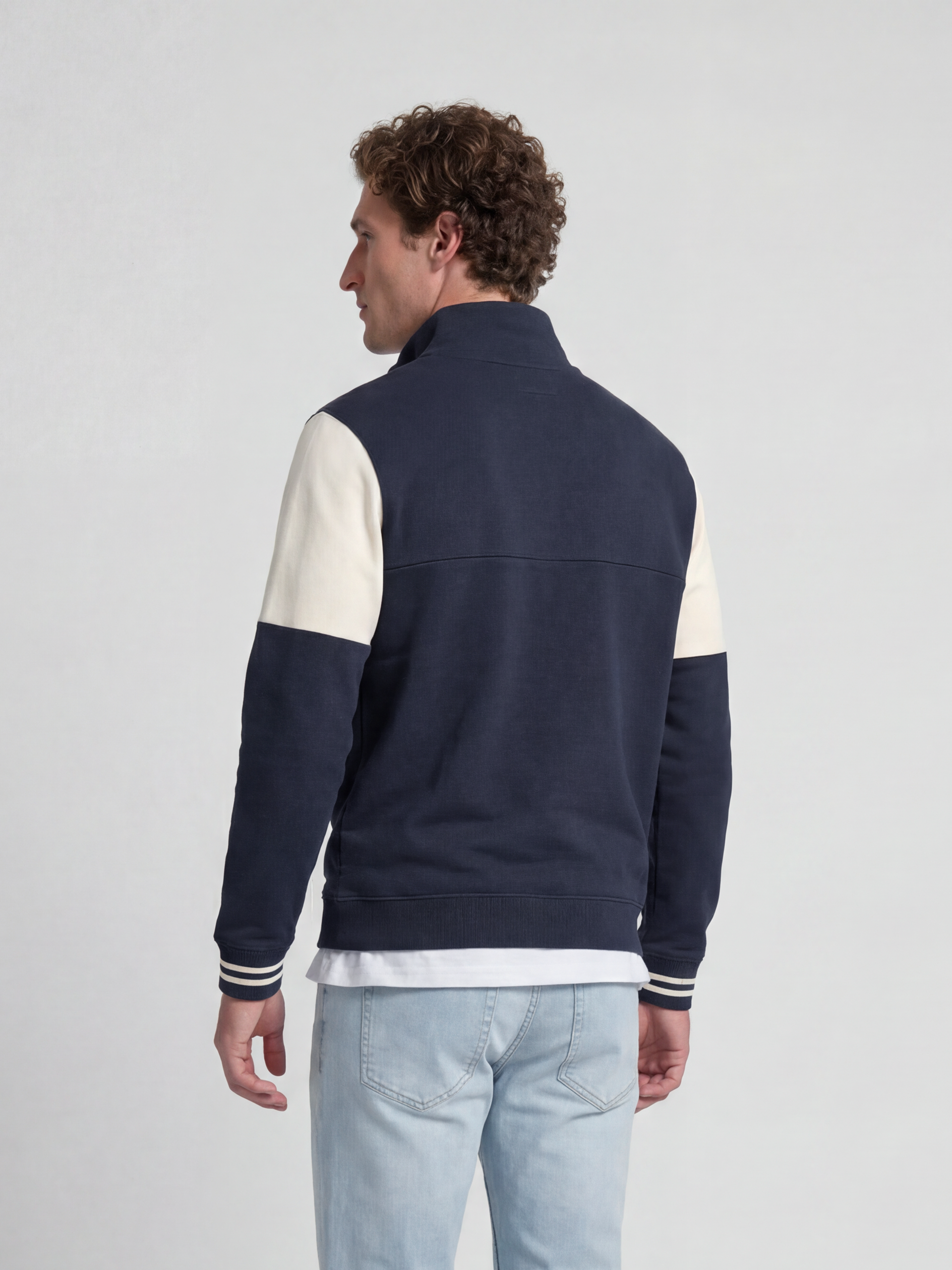 Sudadera media cremallera vintage azul marino