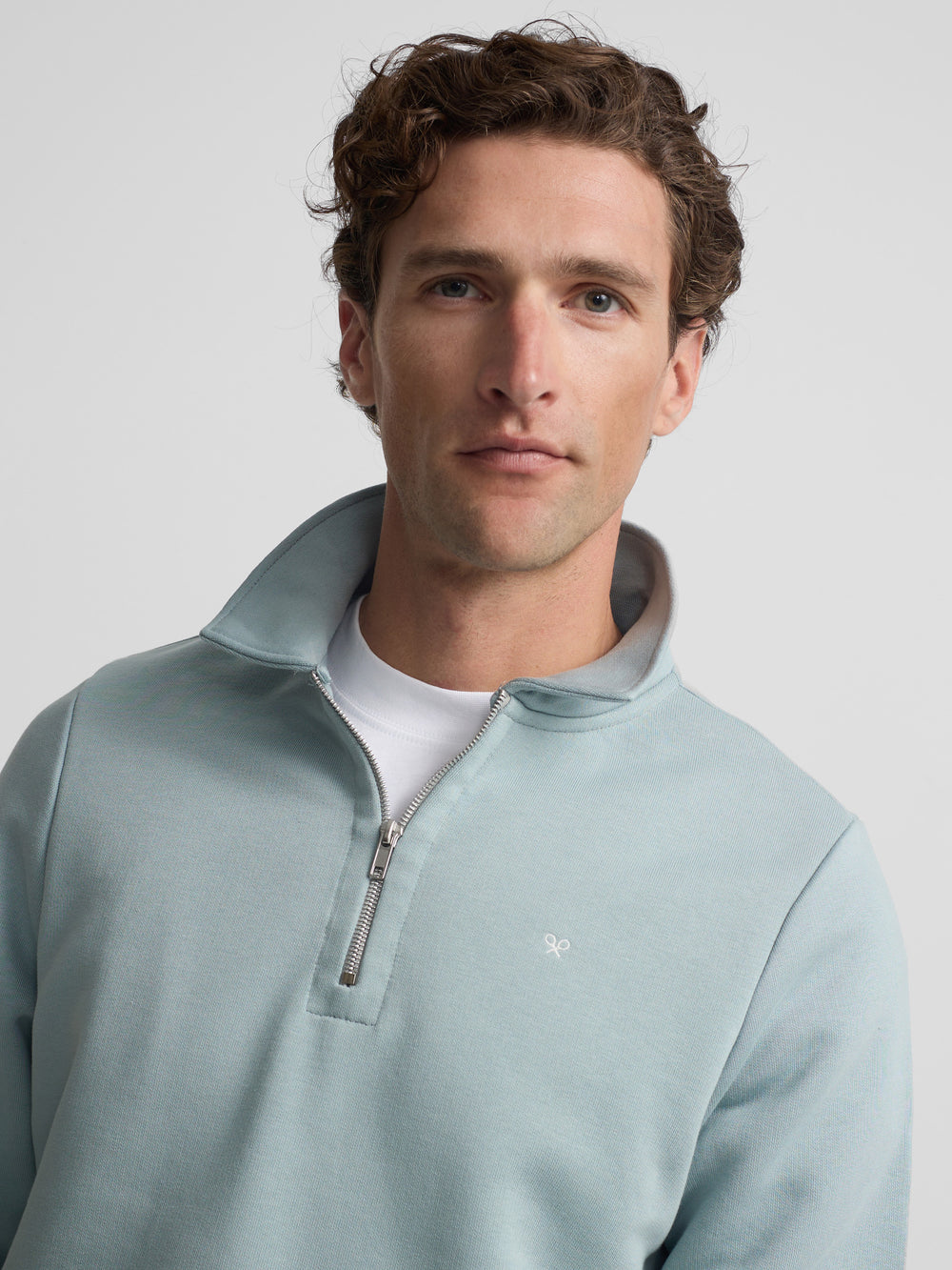 Sweatshirt meia fecho minilogo água-marinha