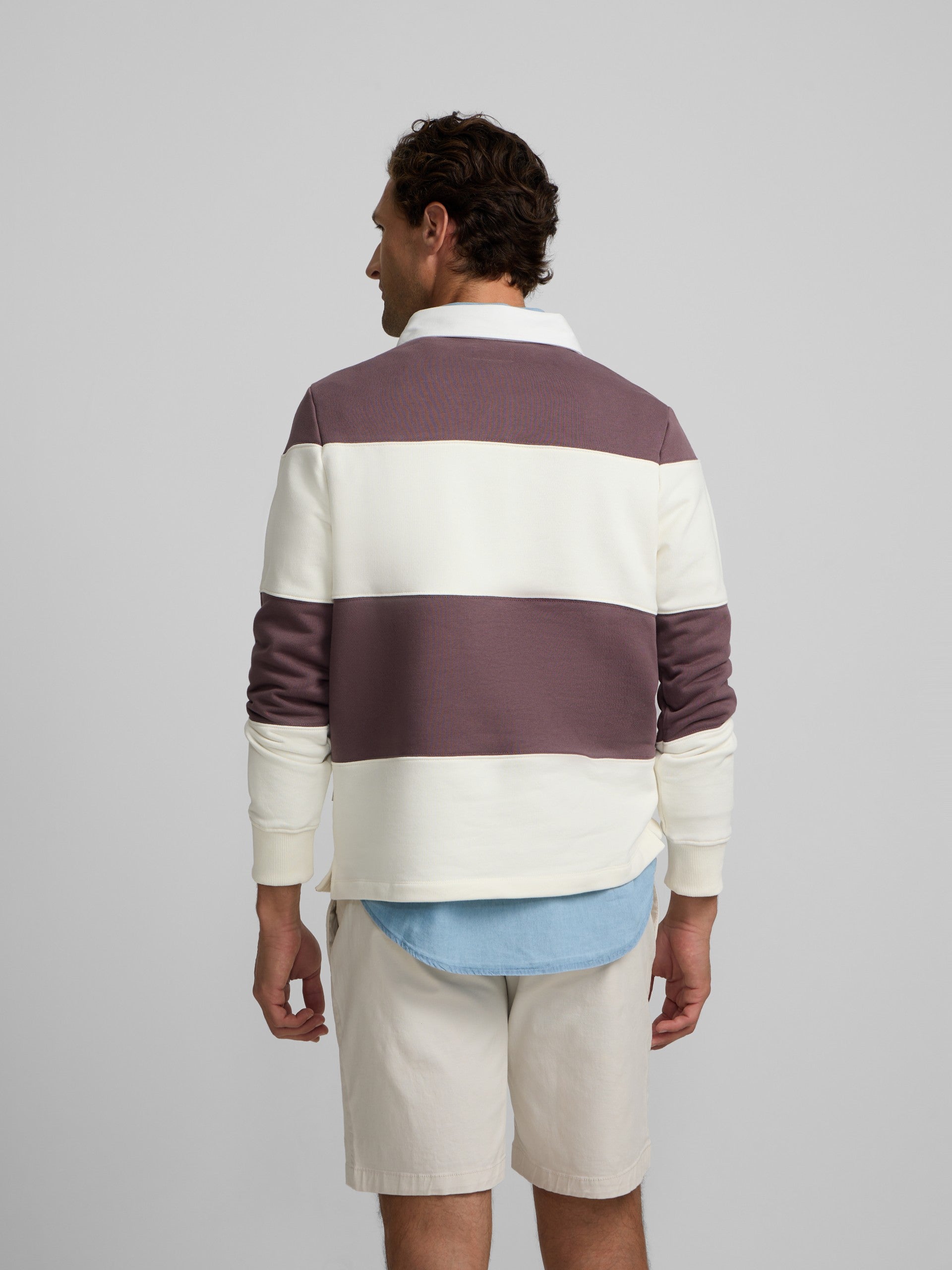 Sweatshirt gola polo risca larga bordô