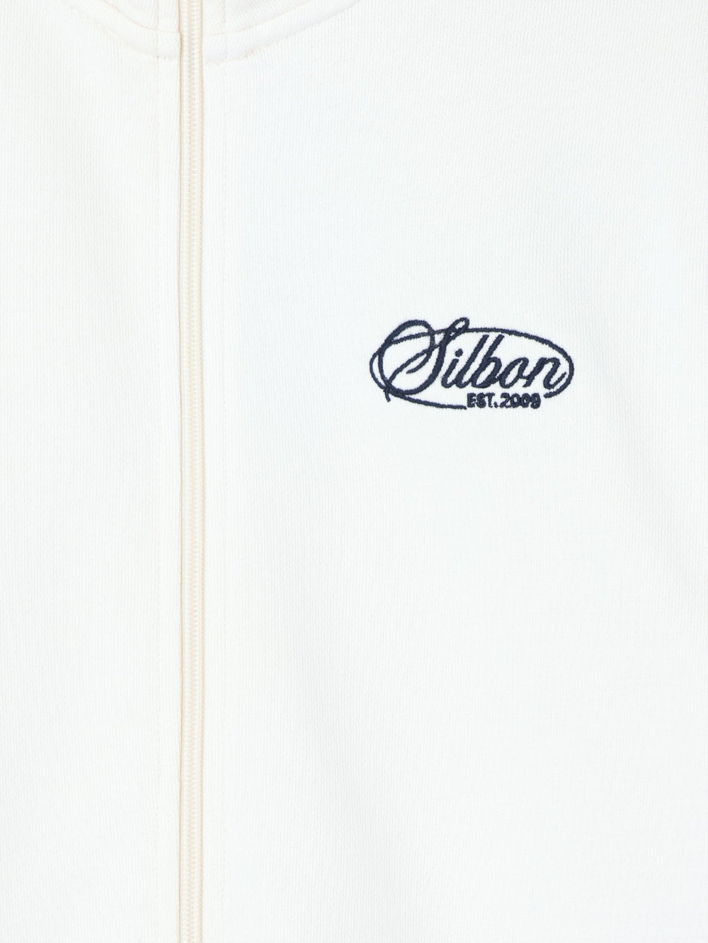 Cream embroidered zip-up sweatshirt