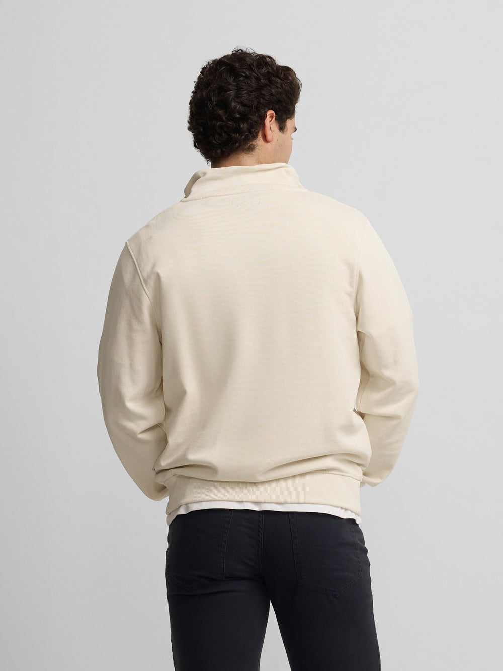 Cream embroidered zip-up sweatshirt