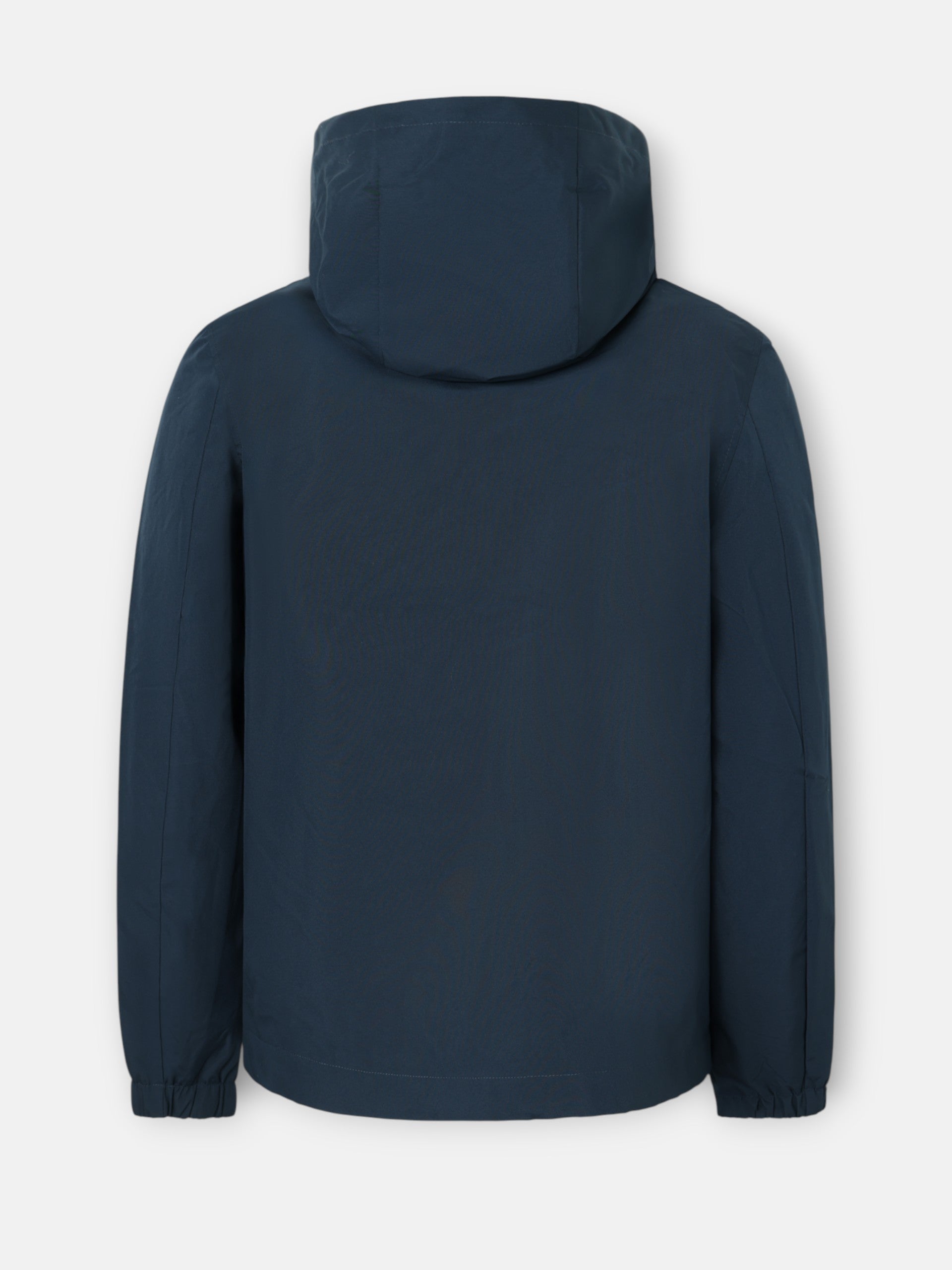 Technical windbreaker with navy blue hood