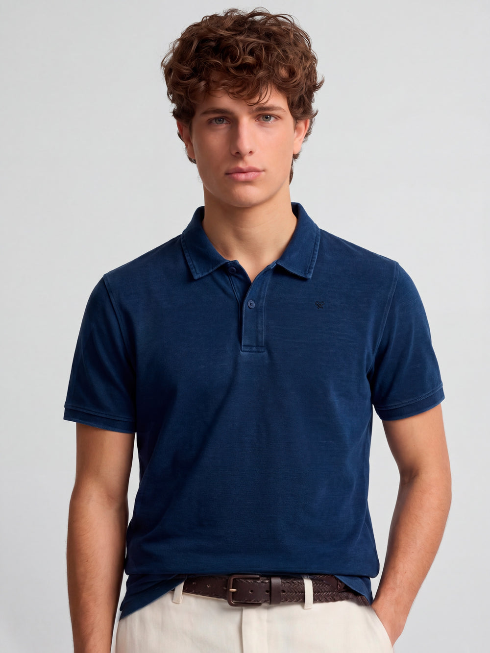 Polo manga corta style denim azul marino