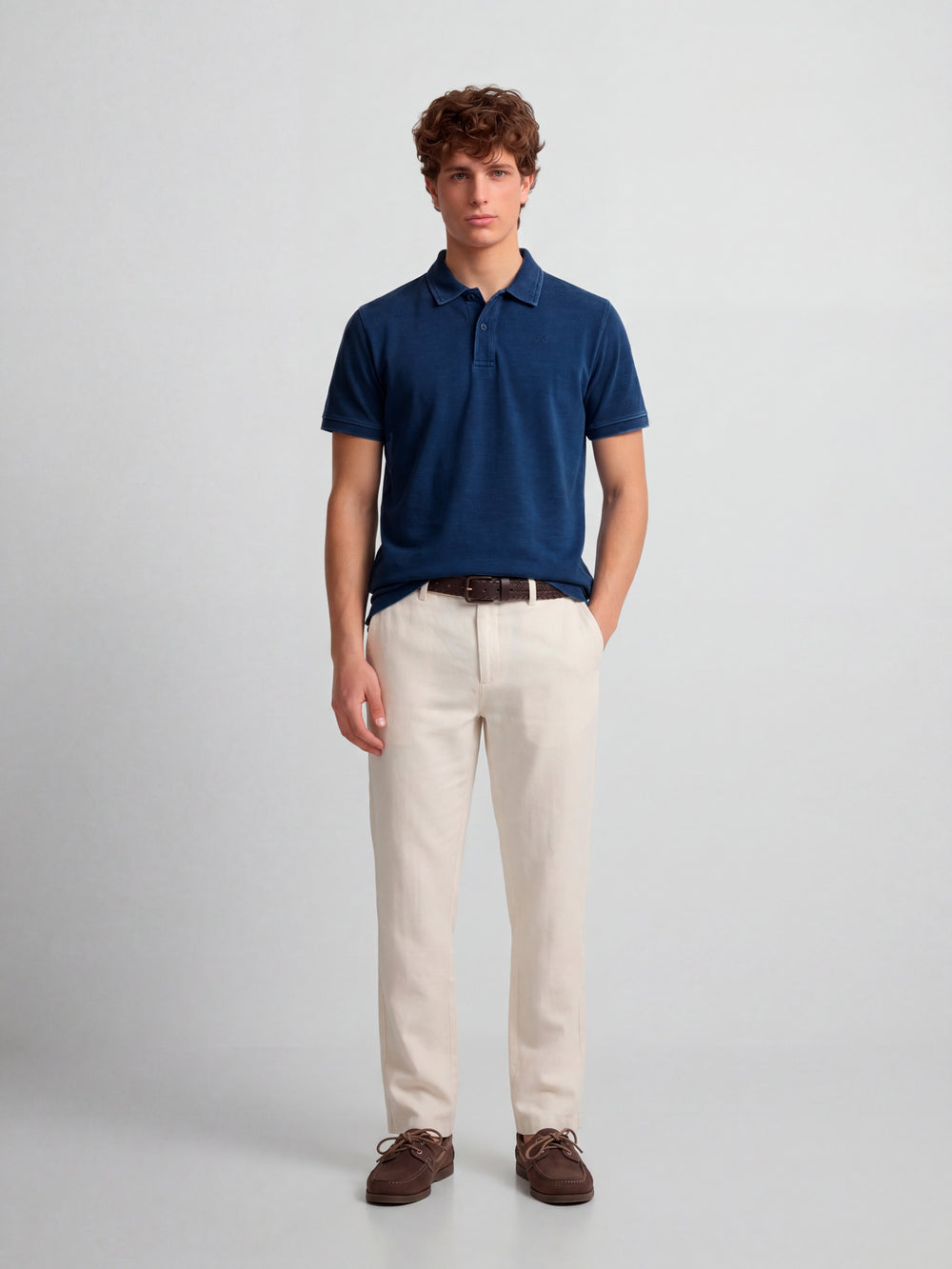 Polo manga corta style denim azul marino