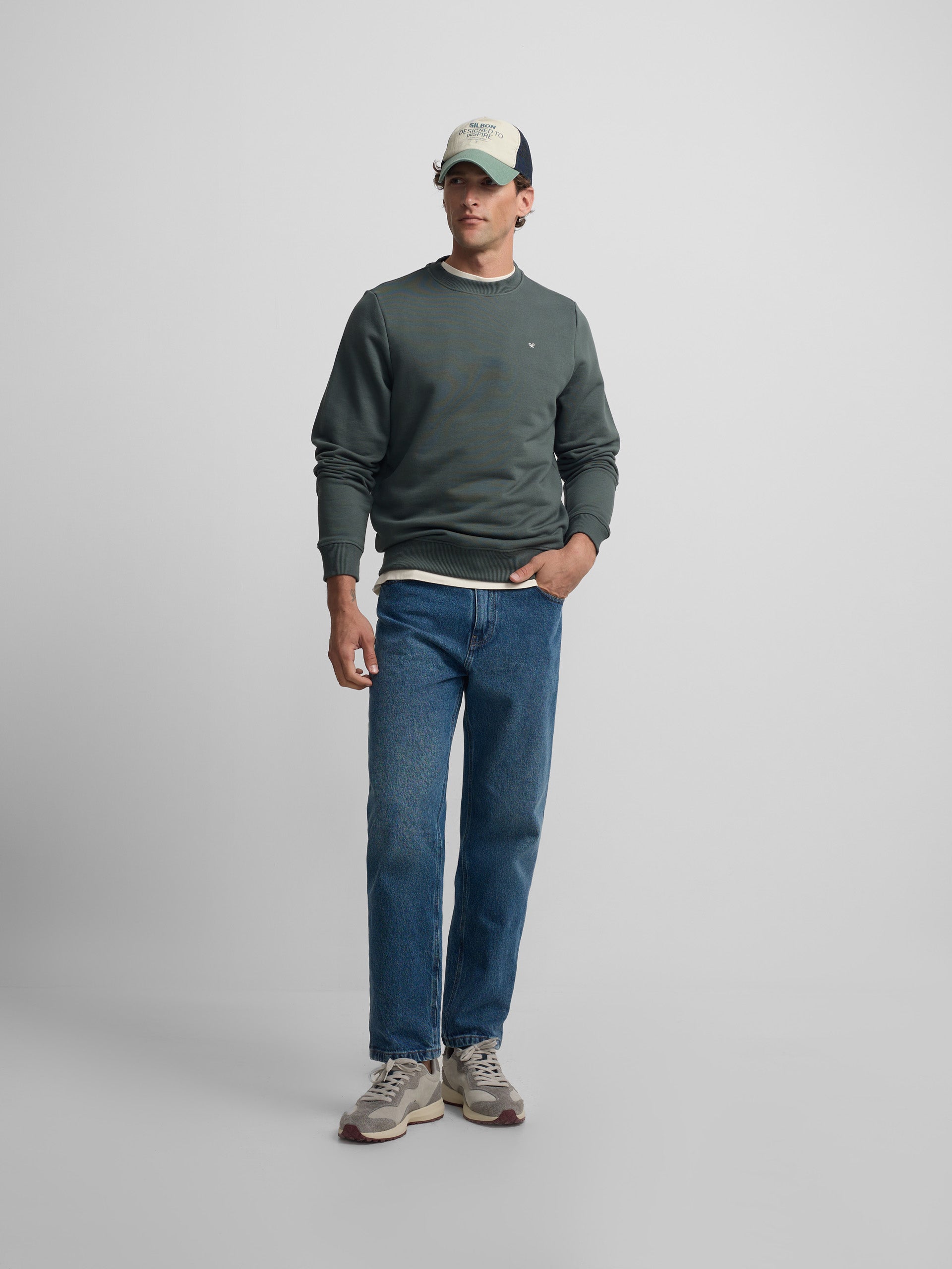 Sweat-shirt Silbon classics vert foncé