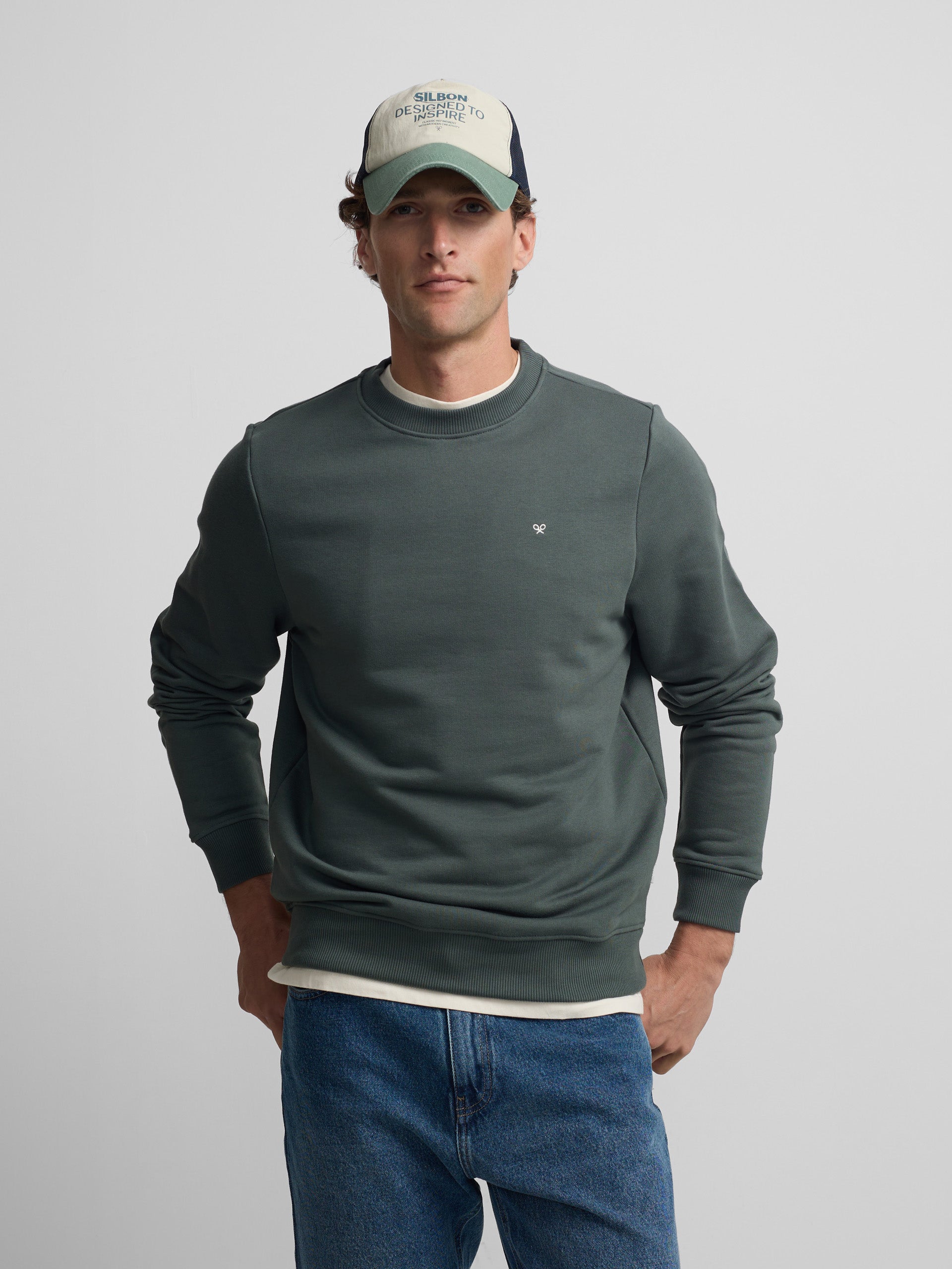 Sweat-shirt Silbon classics vert foncé