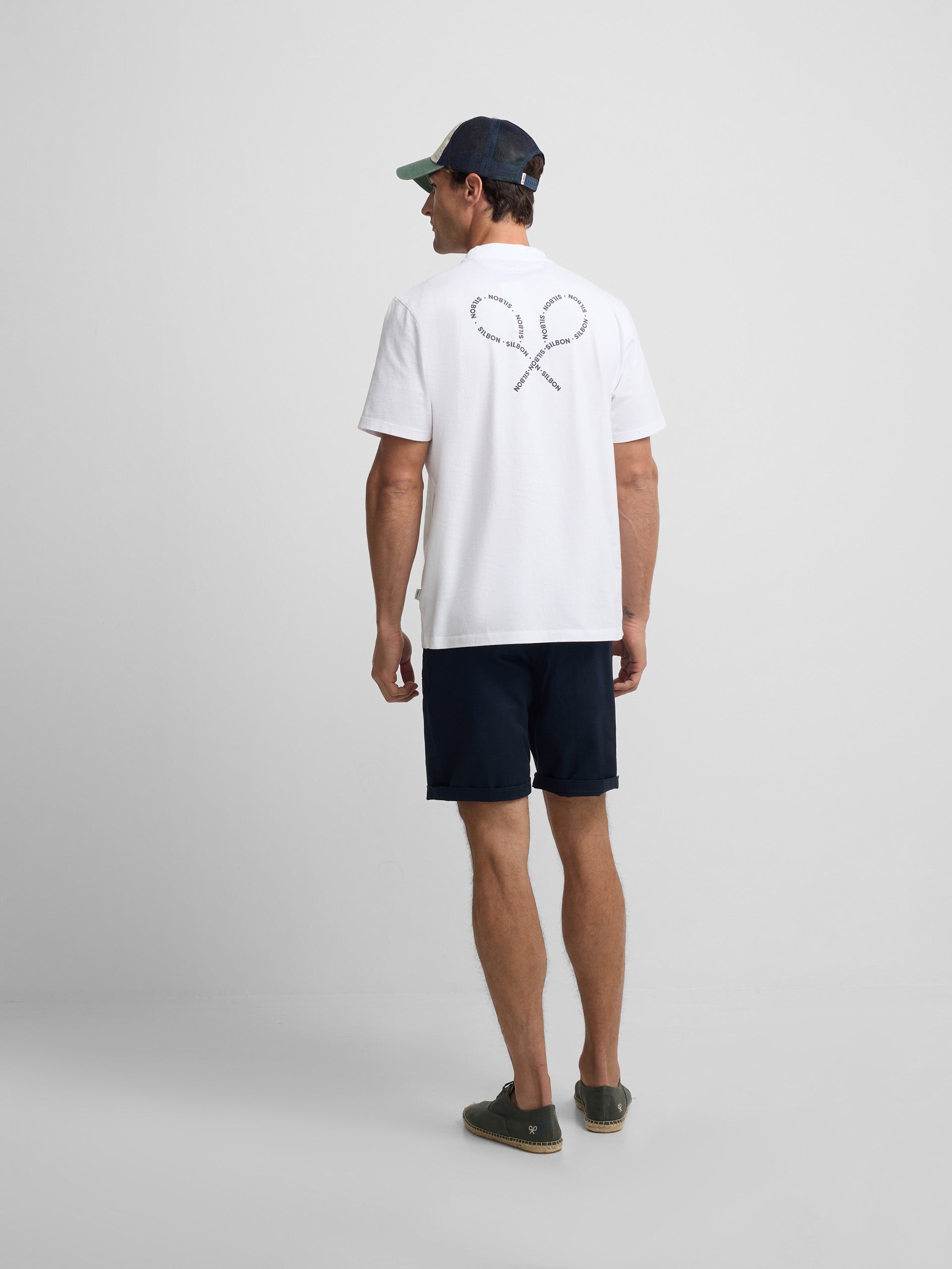 Camiseta raquetas lettering blanca