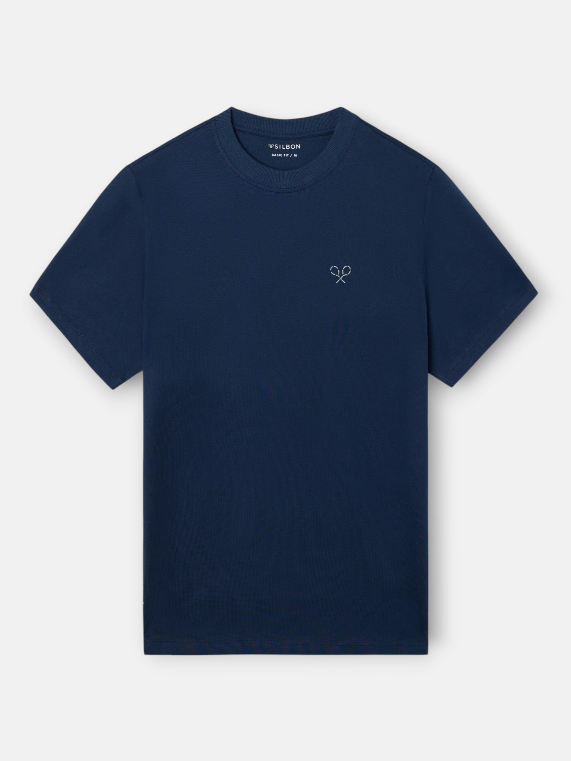 Camiseta raquetas lettering azul marino