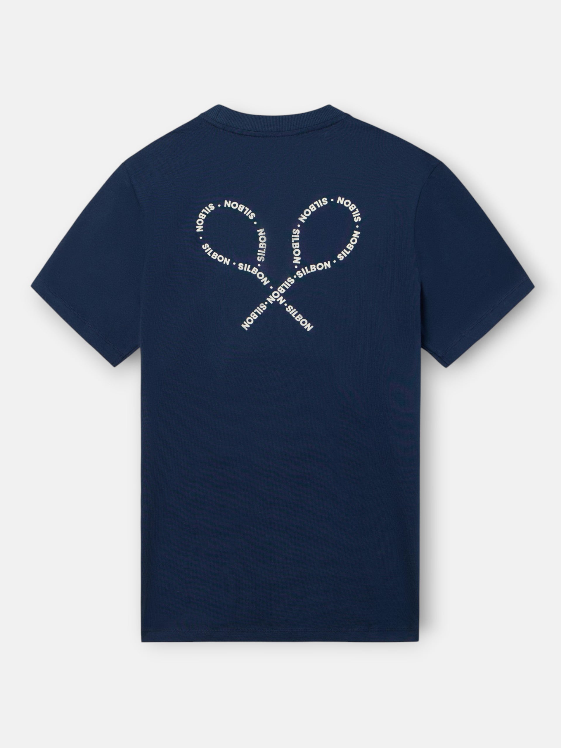 Camiseta raquetas lettering azul marino