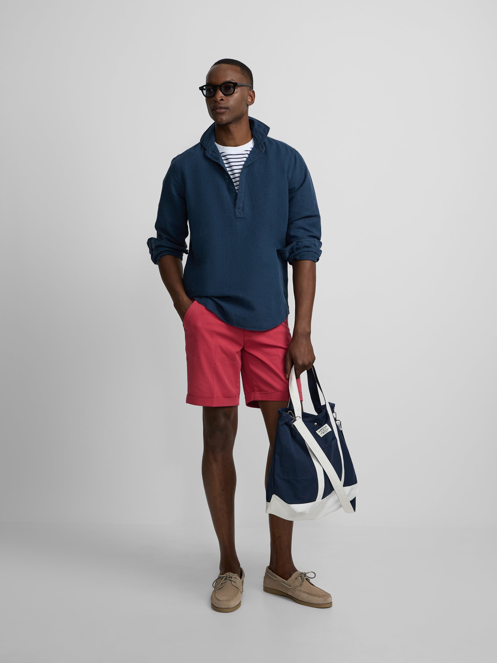 Polera lino lisa azul marino