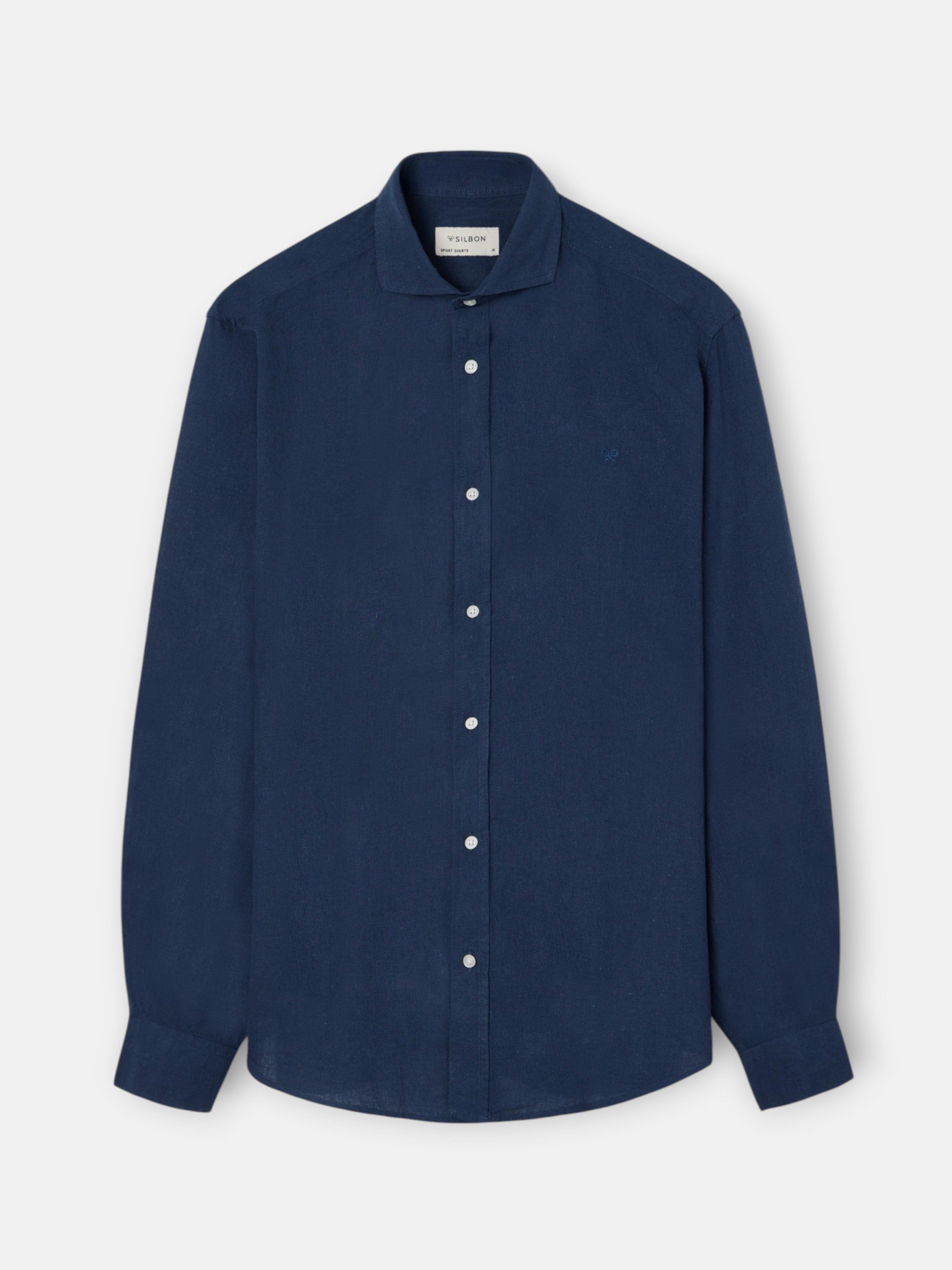 Navy blue linen sport shirt