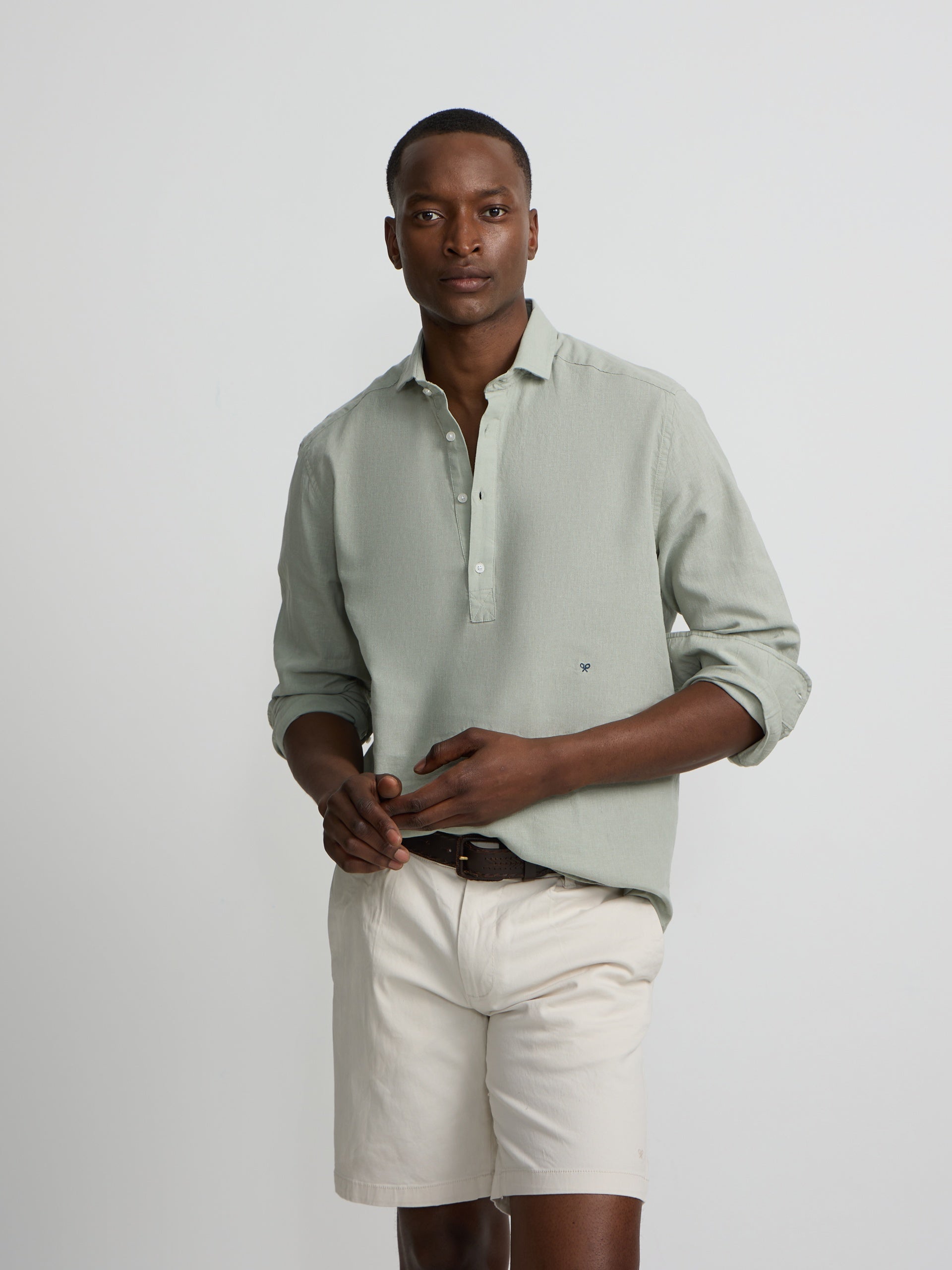 Polera sport lino verde medio