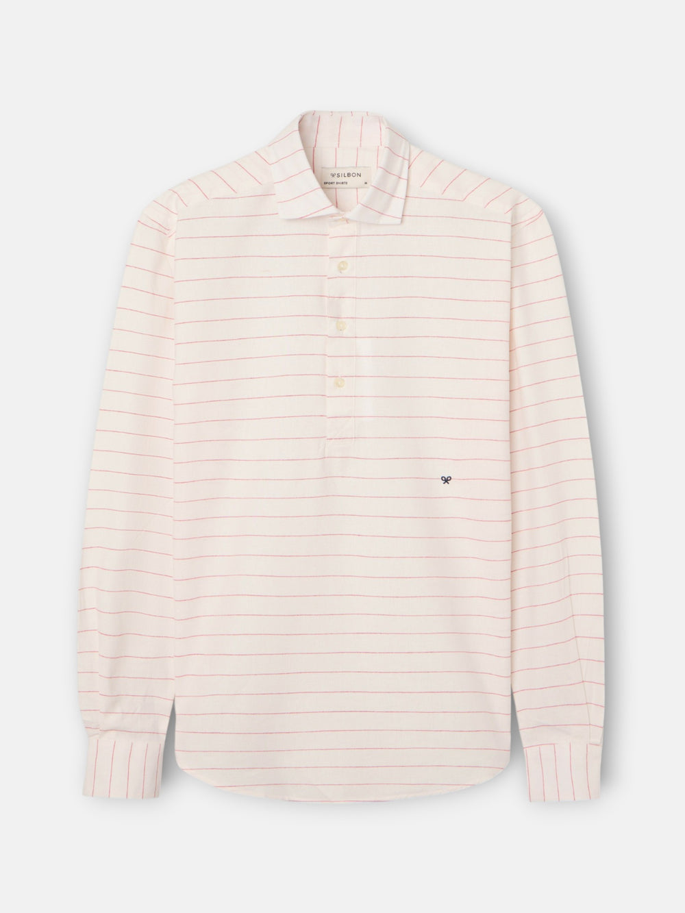 Polera sport lino rayas ancha coral