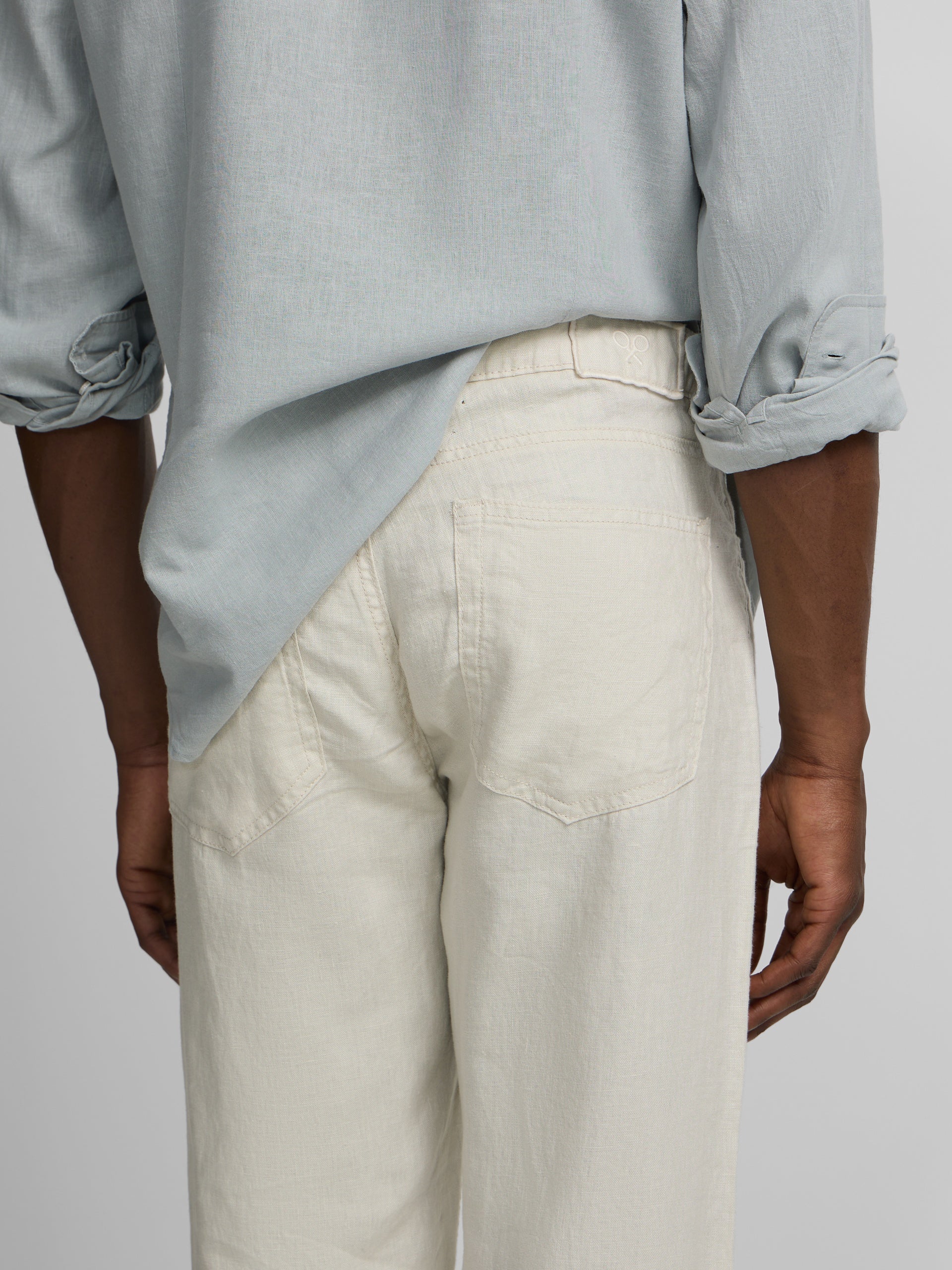 Stone linen five-pocket sport trousers