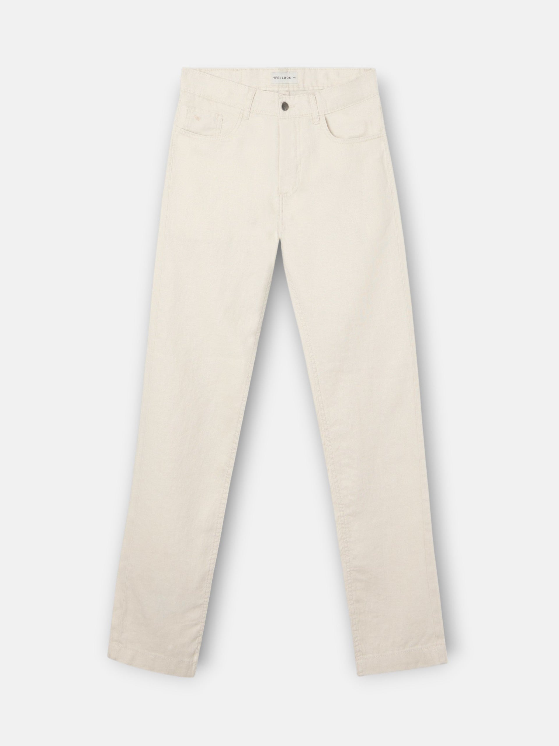 Stone linen five-pocket sport trousers
