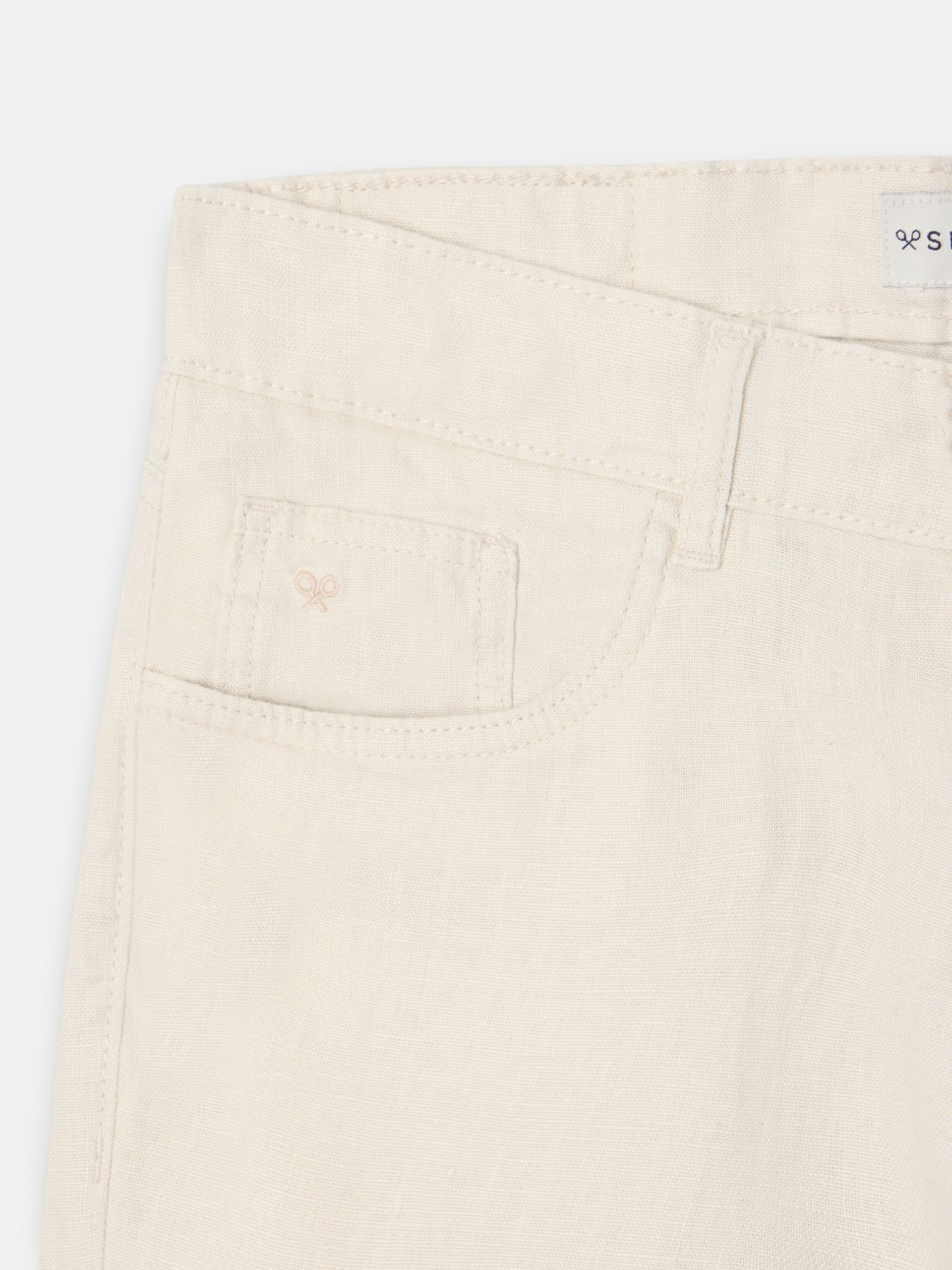 Stone linen five-pocket sport trousers