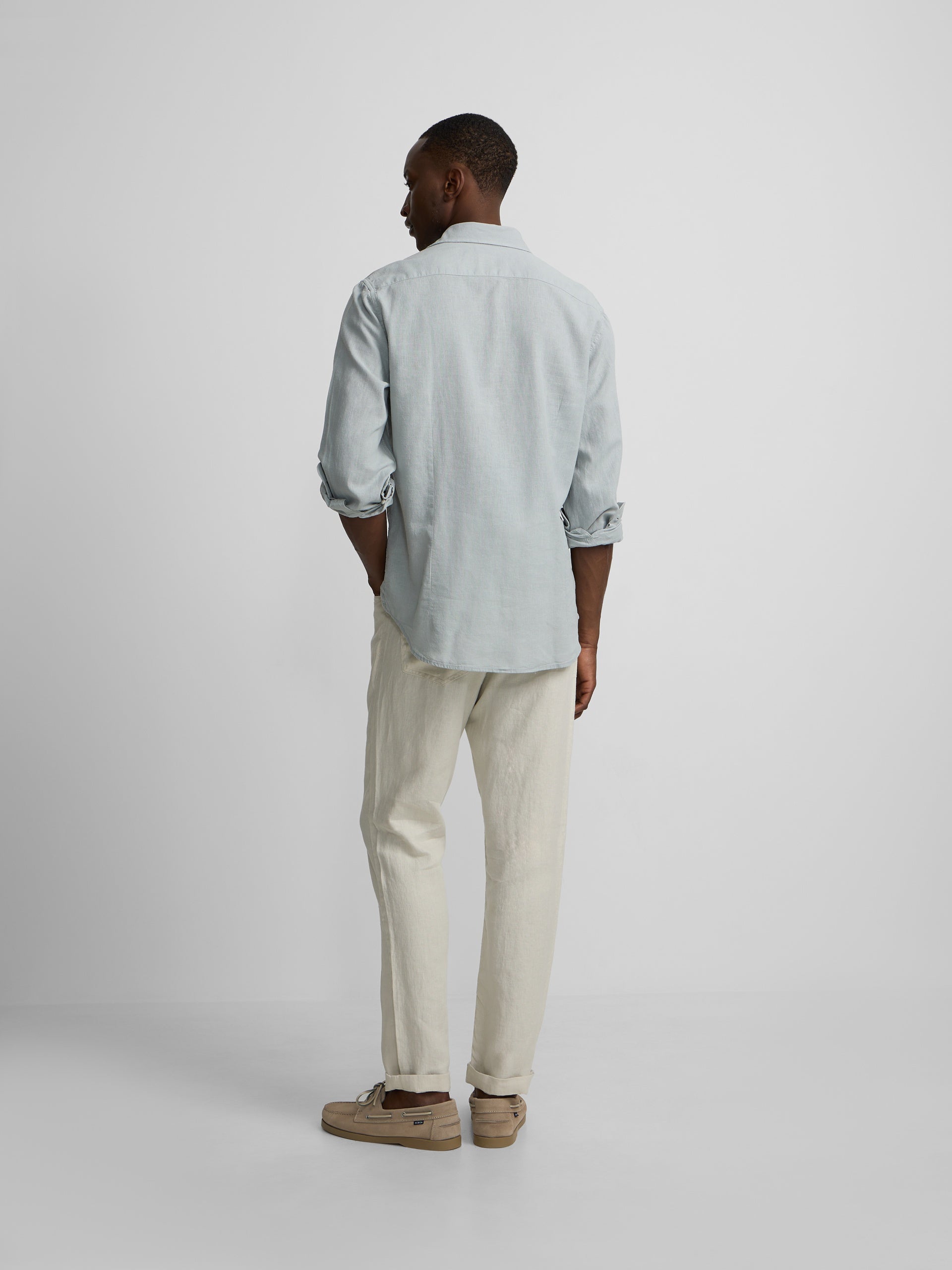 Stone linen five-pocket sport trousers