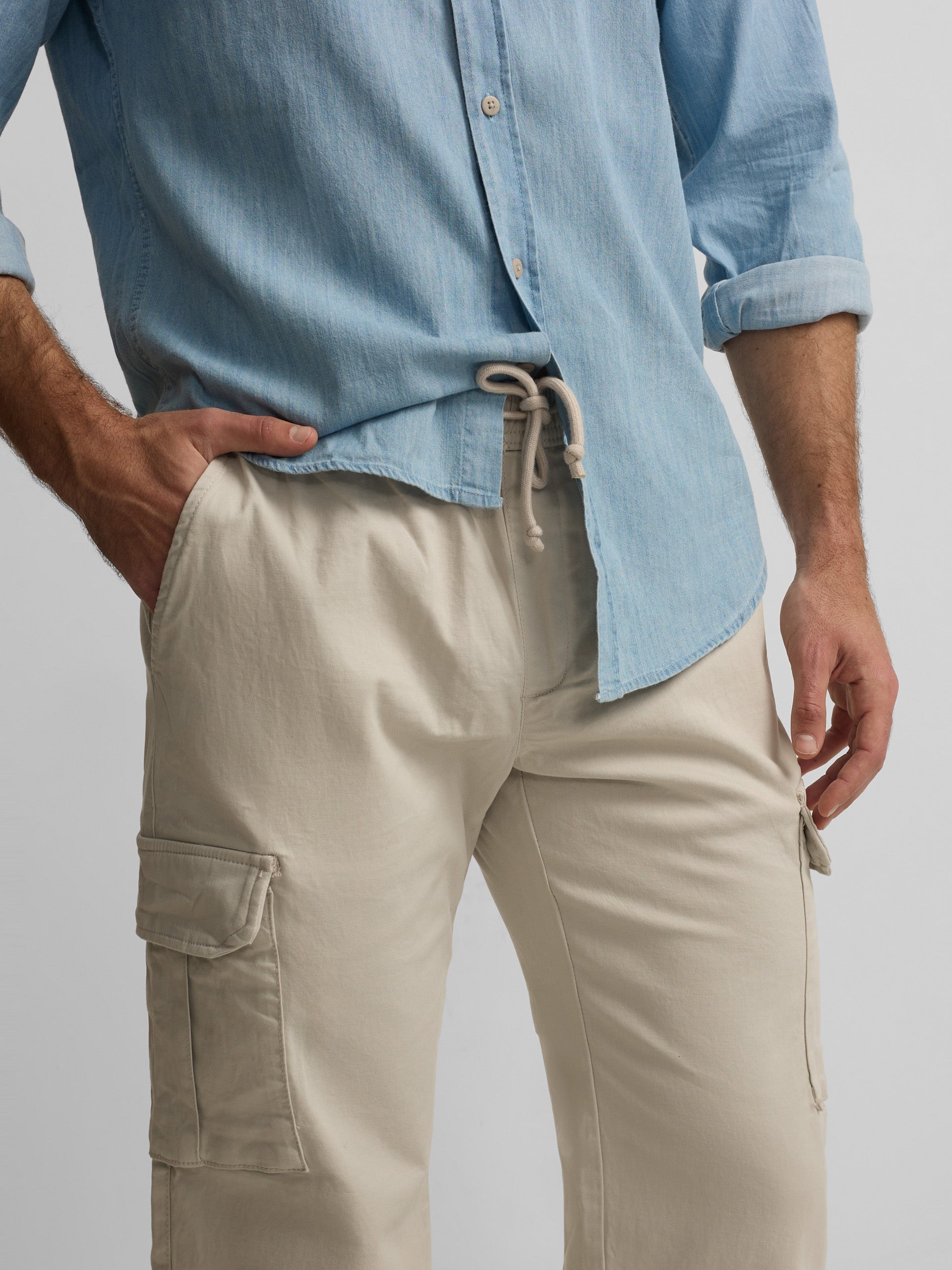 Pantalon sport jogger cargo beige