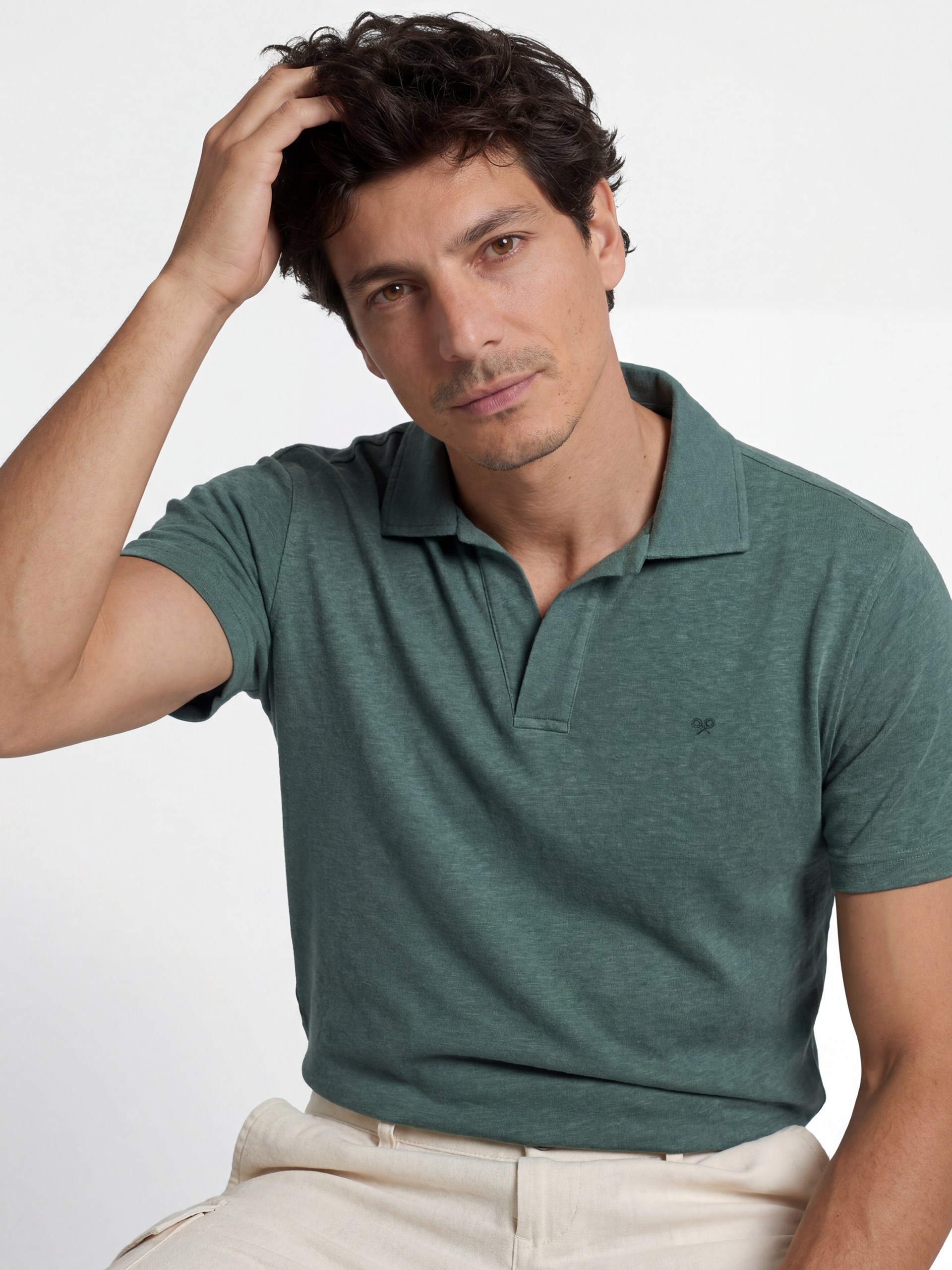 Polo en lin vert
