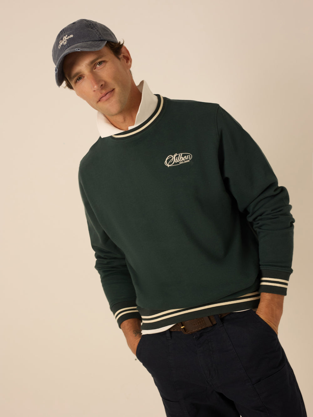 Sudadera ribs retro verde oscuro