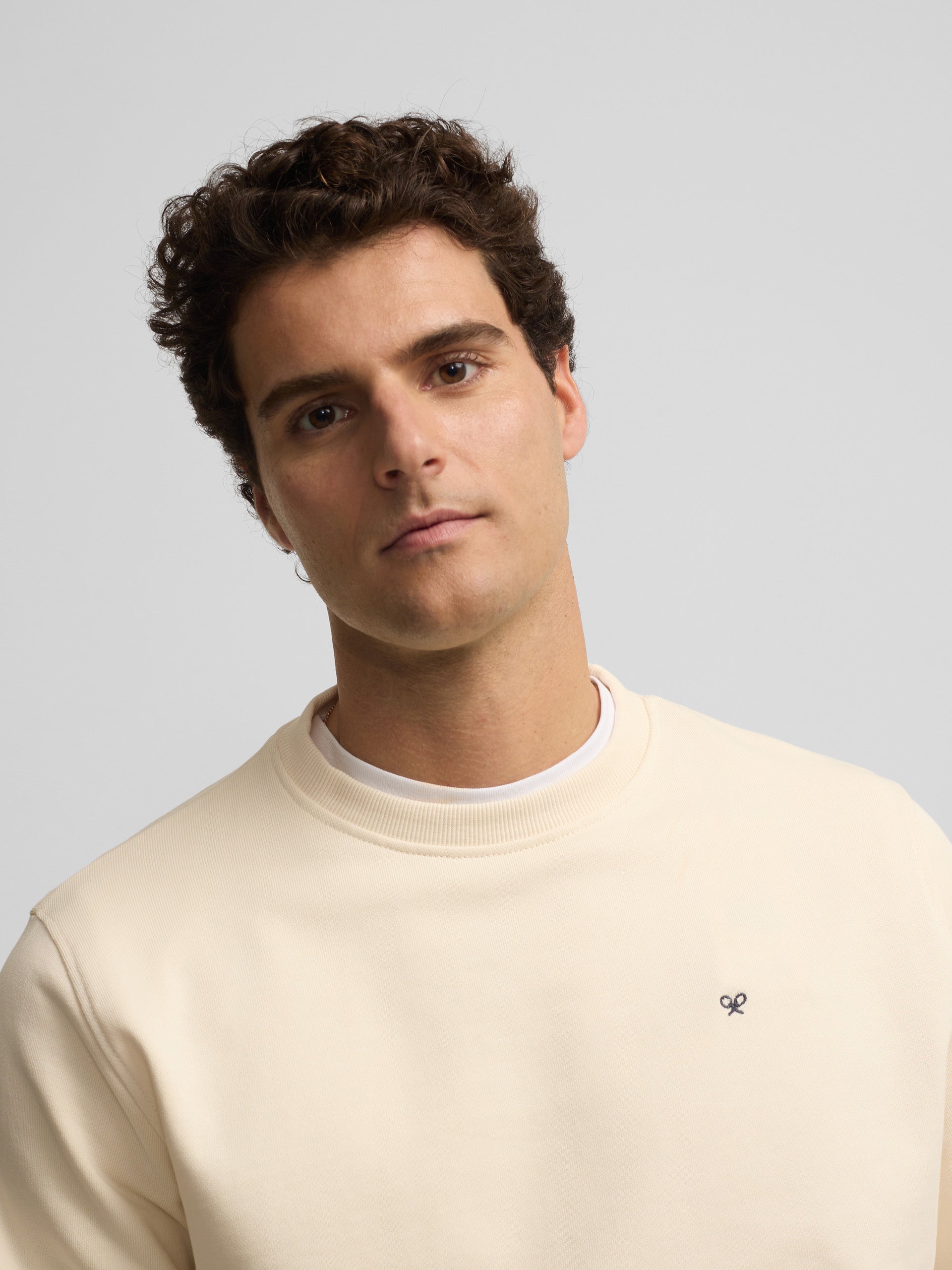 Sweat-shirt raquette ethnique crème